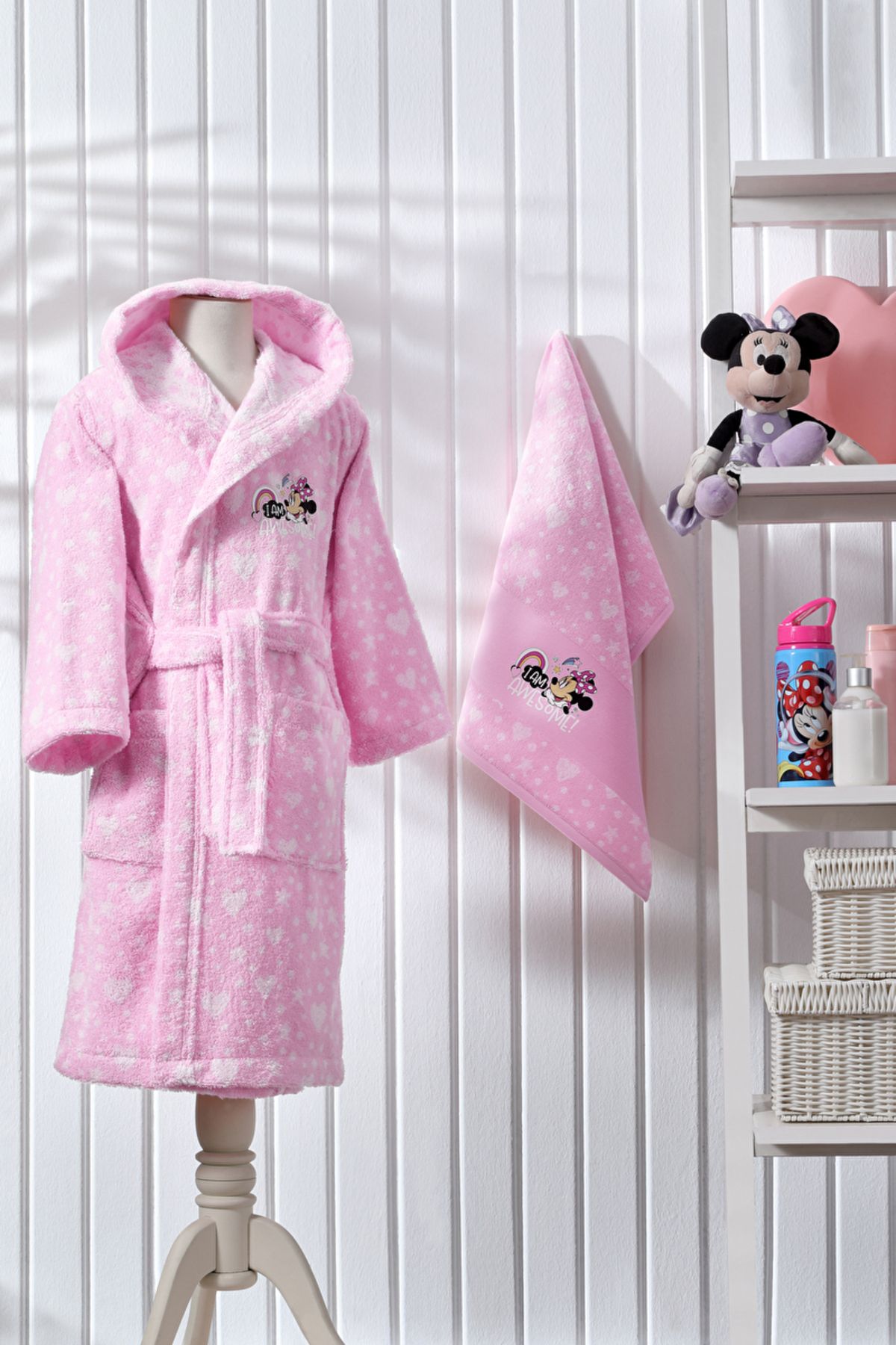 Özdilek Minnie Mouse Awesome Disney Lisanslı Çocuk Havlu Bornoz Seti 5/6 Yaş