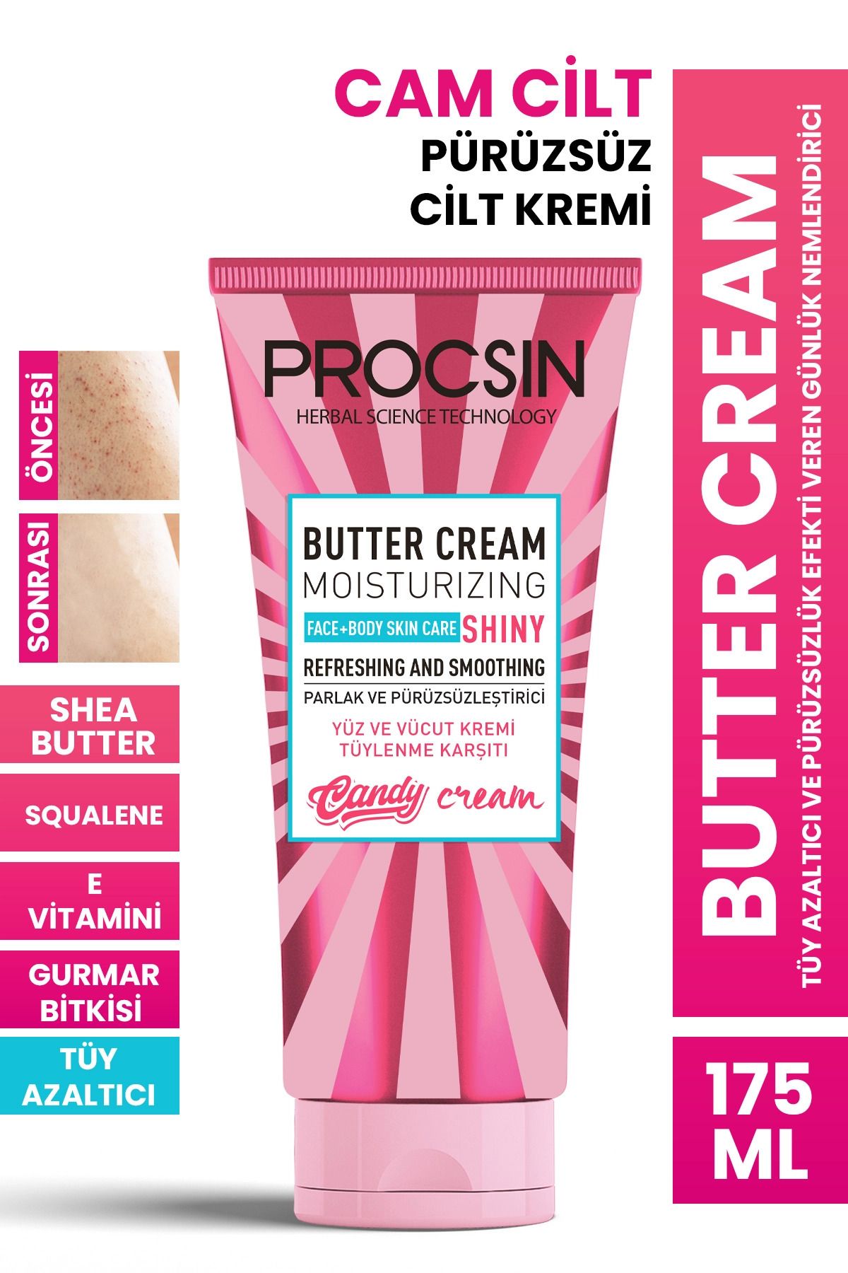 PROCSIN Butter Cream Tüy Azaltıcı Ve Pürüzsüzlük Efekti Veren Günlük Nemlendirici 175 ml