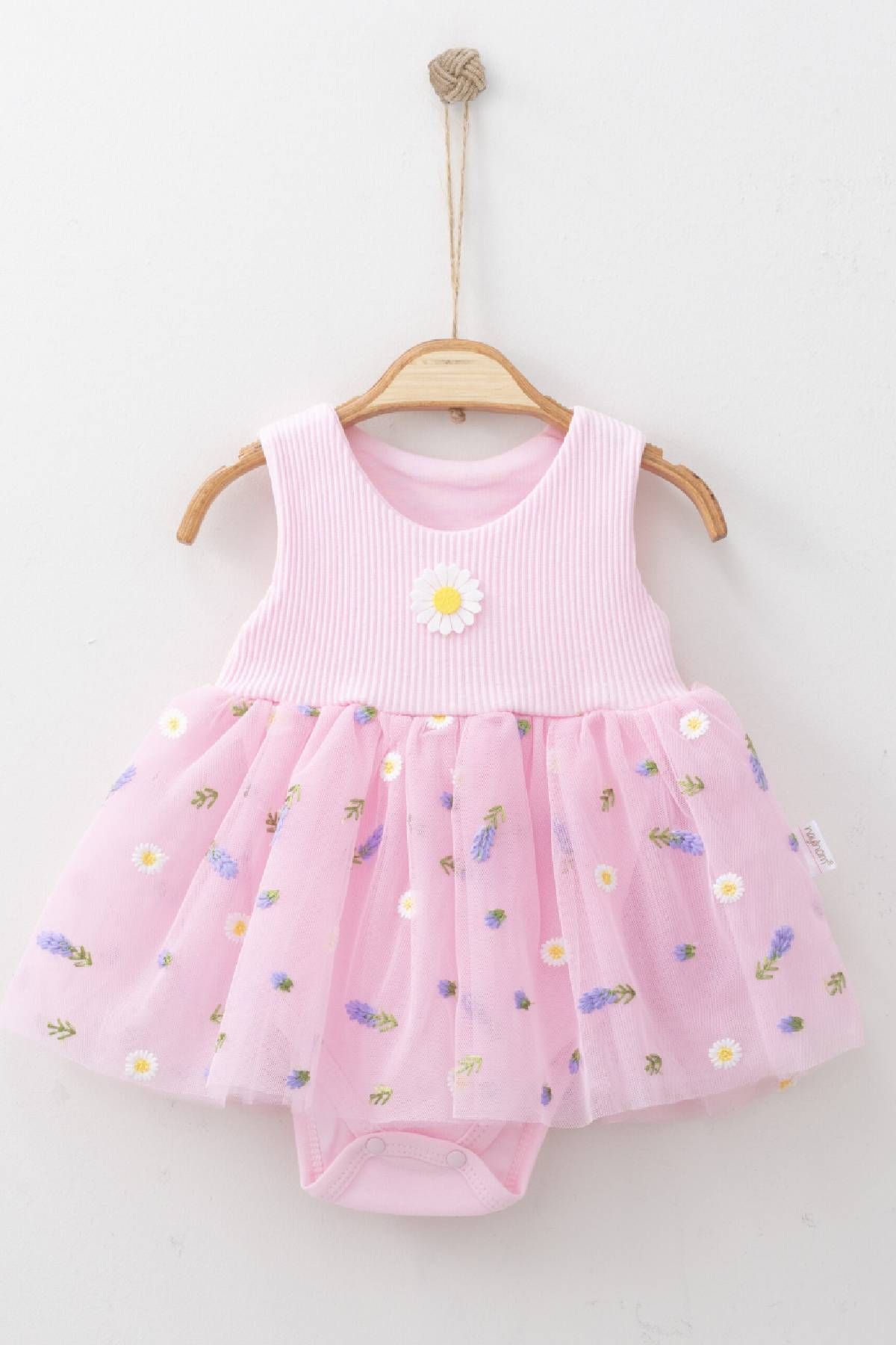 VERONA TARZ Kız Bebek Çıtçıtlı Alt Elbise Tek Parça Yazlık Bayramlık Yeni Sezon Çiçek Desenli