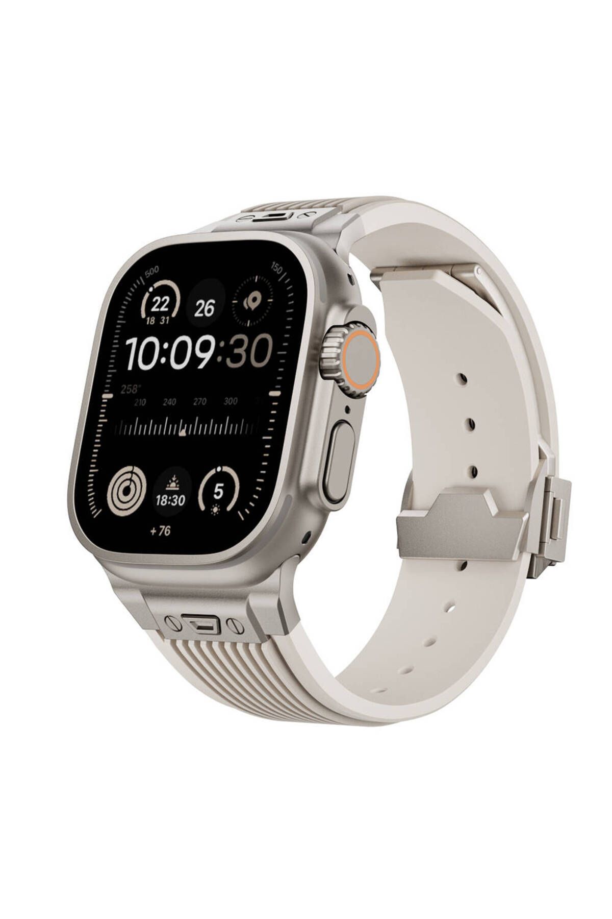 Fibaks Apple Watch 3 4 5 6 7 8 9 Se Nike 42 44 45 49mm Uyumlu Çizgi Desenli Yumuşak Silikon Kordon Kayış