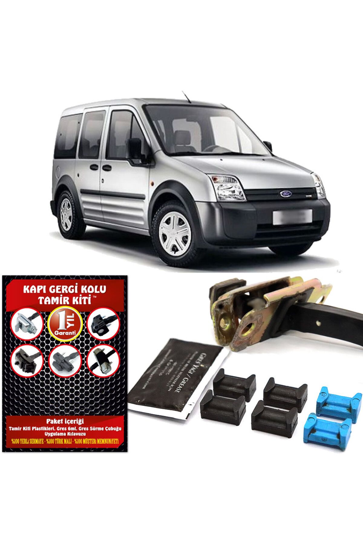 BARRER Ford Connect Uyumlu Ön Kapı Gergi Kolu (Limitör) Tamir Kiti (2 Kapı Set) 2002-2009