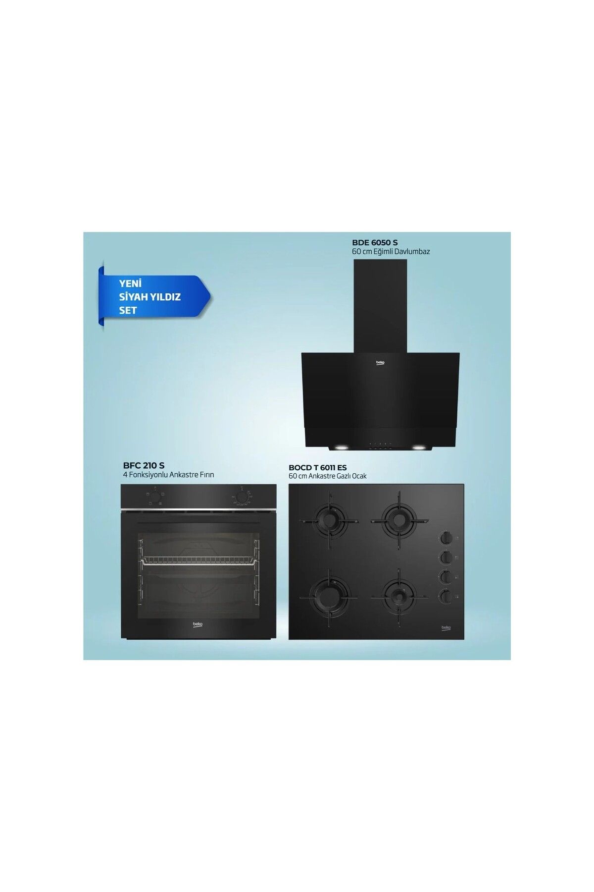 Beko Black Star 3'lü Ankastre Set 5 ( Bfc 210 S - Bocd T 6011 Es - Bde 6050 S )