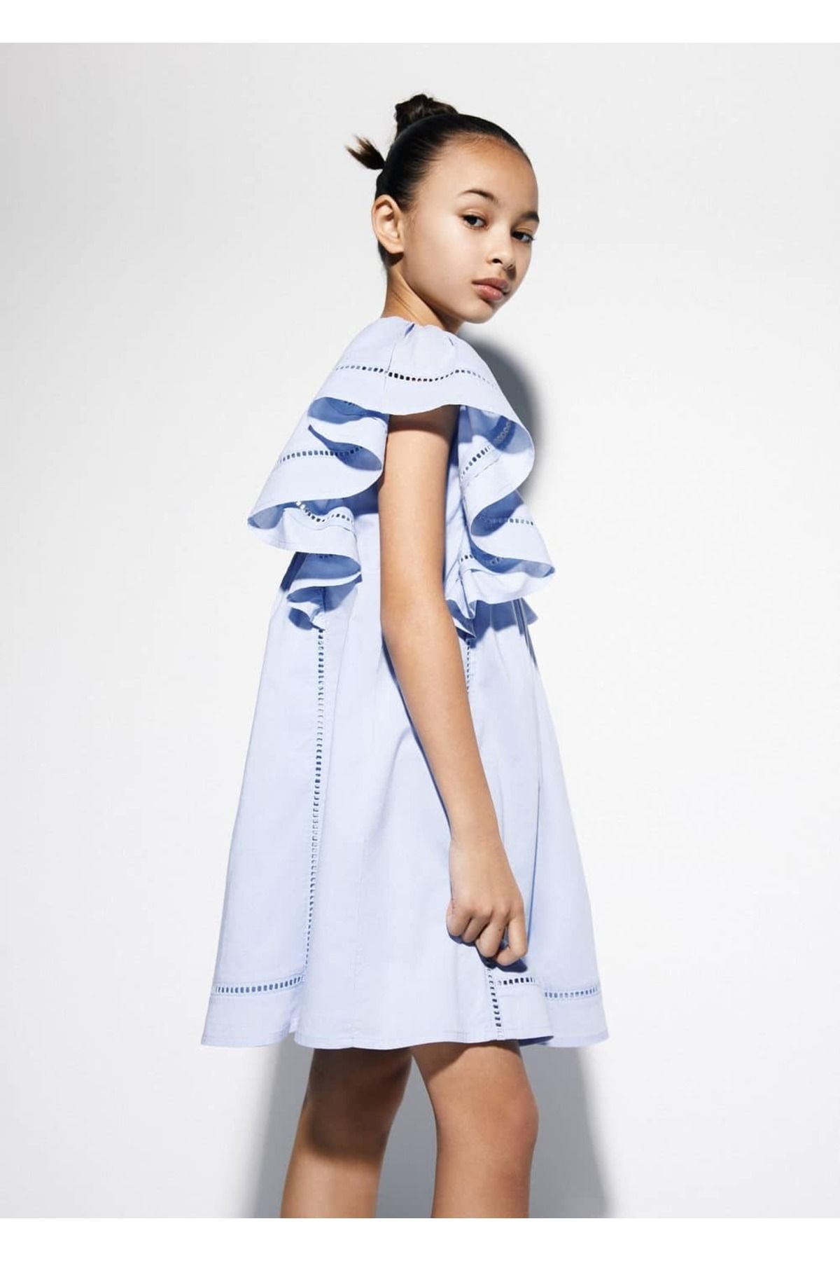 MANGO Kids Brode İşlemeli Fırfırlı Elbise