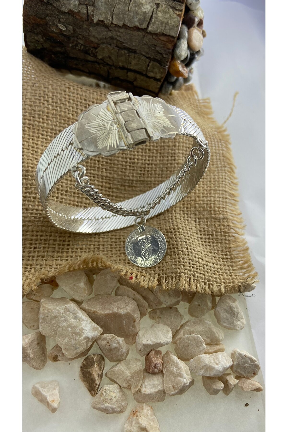 Midyat Artuklu Gümüşçülük Diyarbakır Hasırı Modeli Gümüş Kelepçe Bilezik