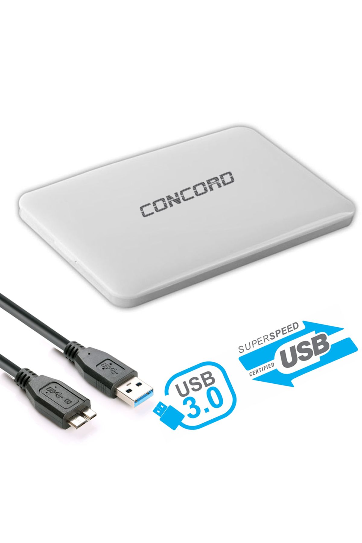 DTS Teknoloji Concord C-855 USB 3.0 6Gbps 2.5 inch Sata SSD/HDD Harddisk Kutusu Beyaz