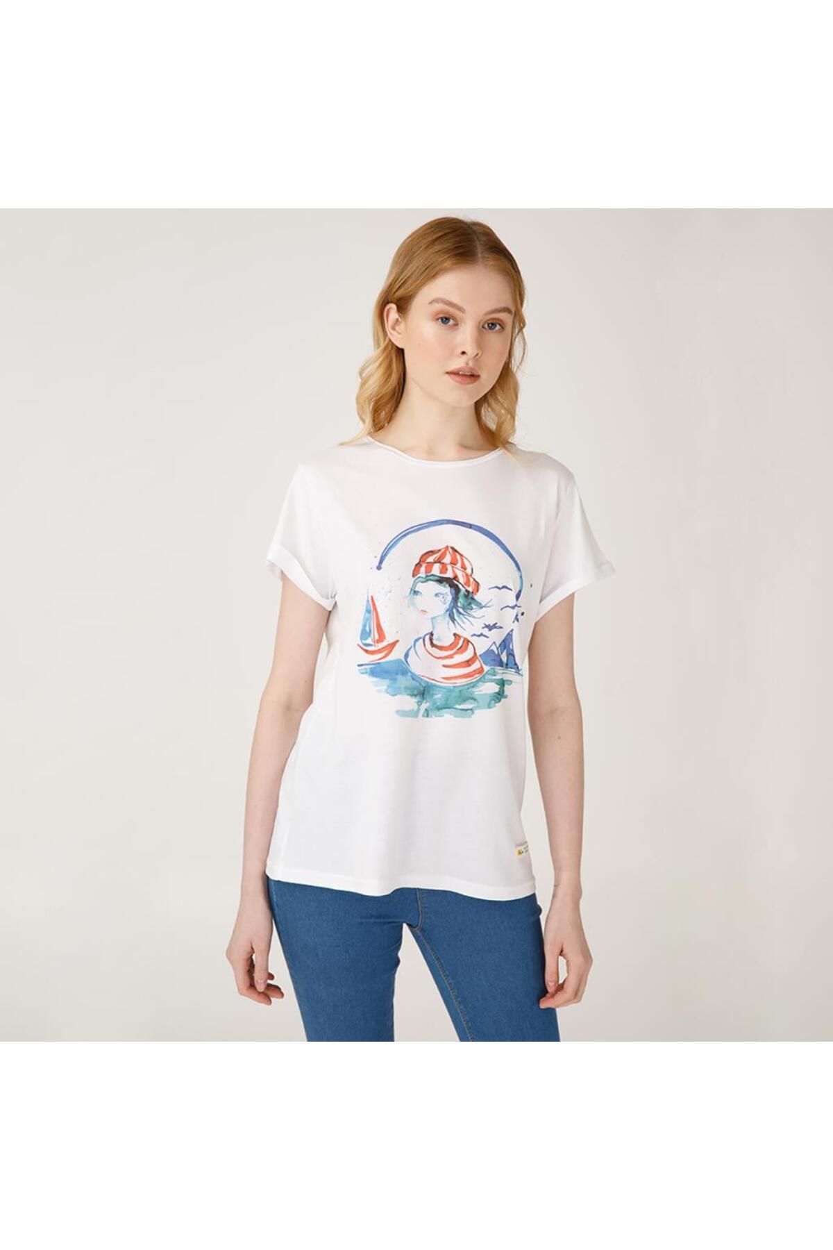 ANEMOSS Denizci Kız Kadın T-shirt