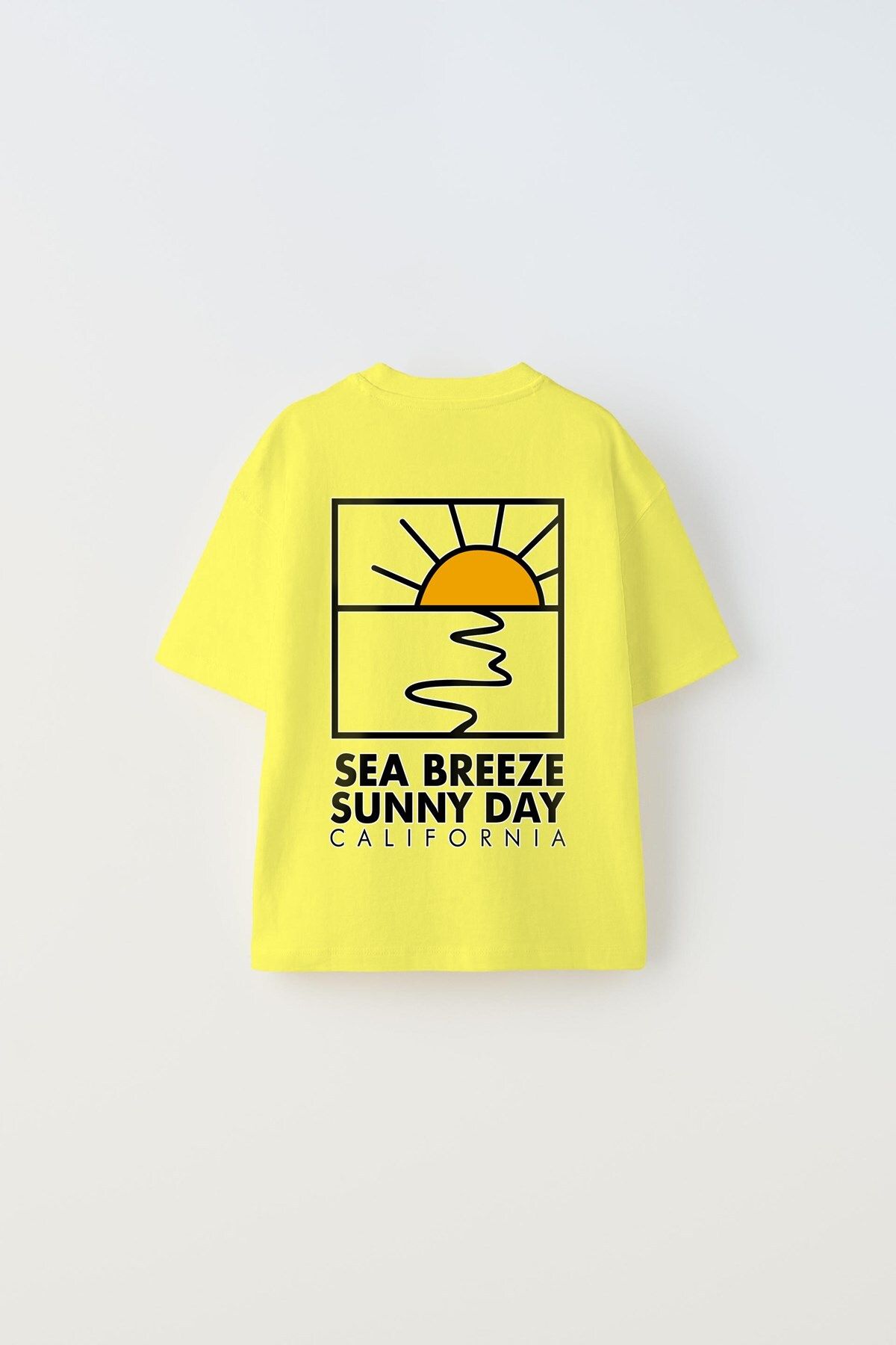 The Champ Clothing The Champ Sea Breeze Sunny Day California Yazılı Güneş Tasarım Baskılı Sarı Çocuk T-Shirt