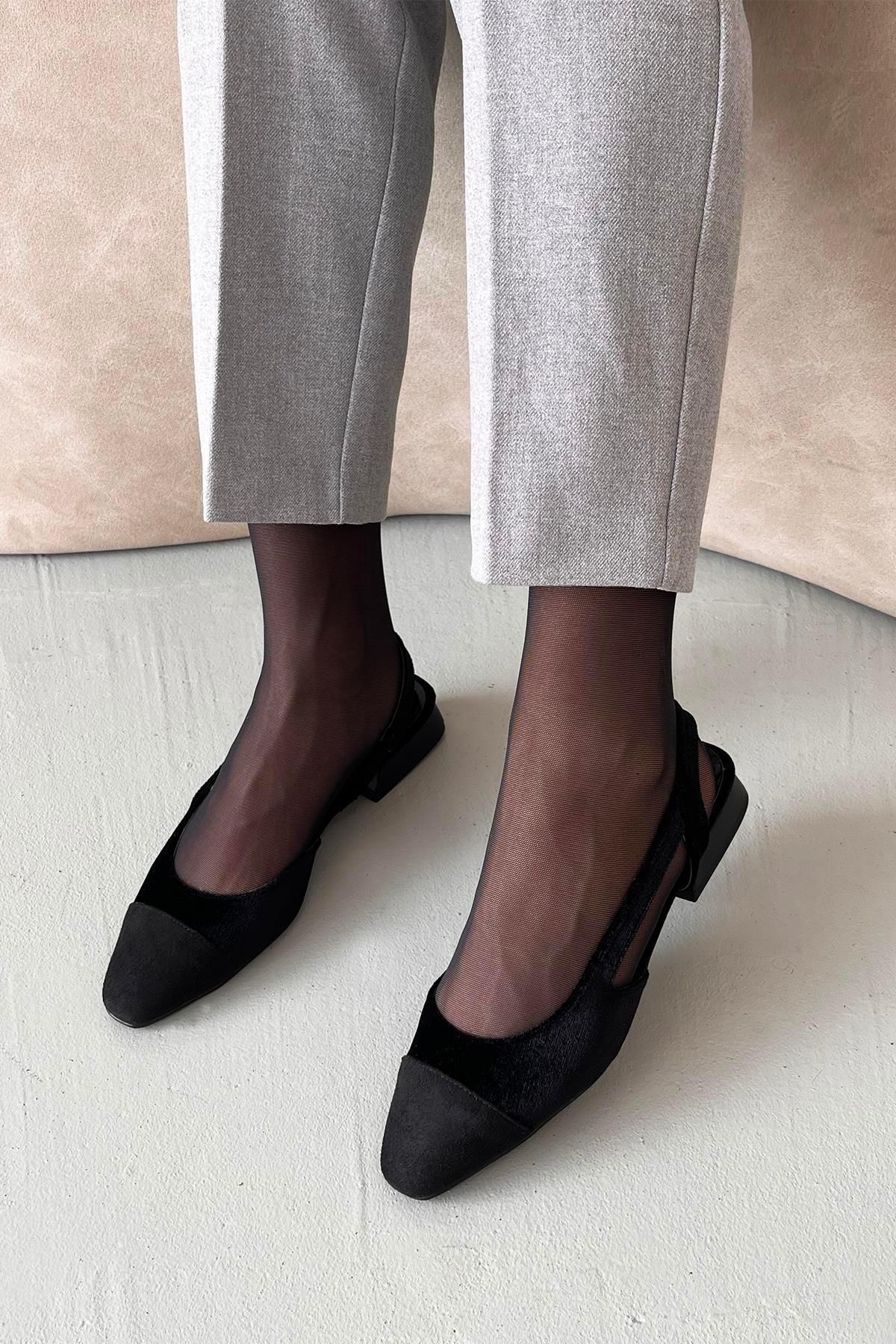 Straswans Simmons  Kadın  Topuklu  Kadife  Sandalet Siyah