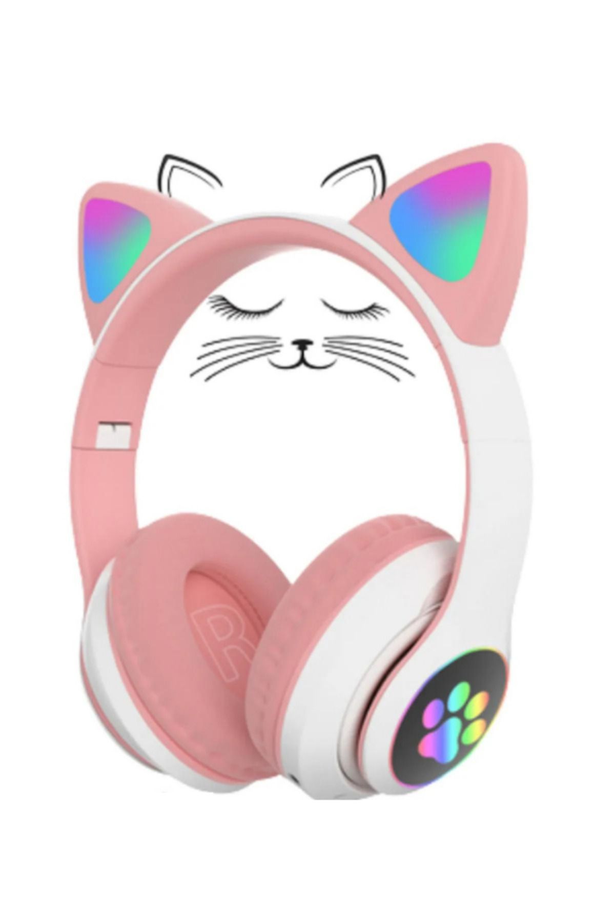 OWWOTECH 23m Kablosuz Bluetooth Kulaklık Led Işıklı Mikrofonlu Kedili Kulaklık Bt5.0