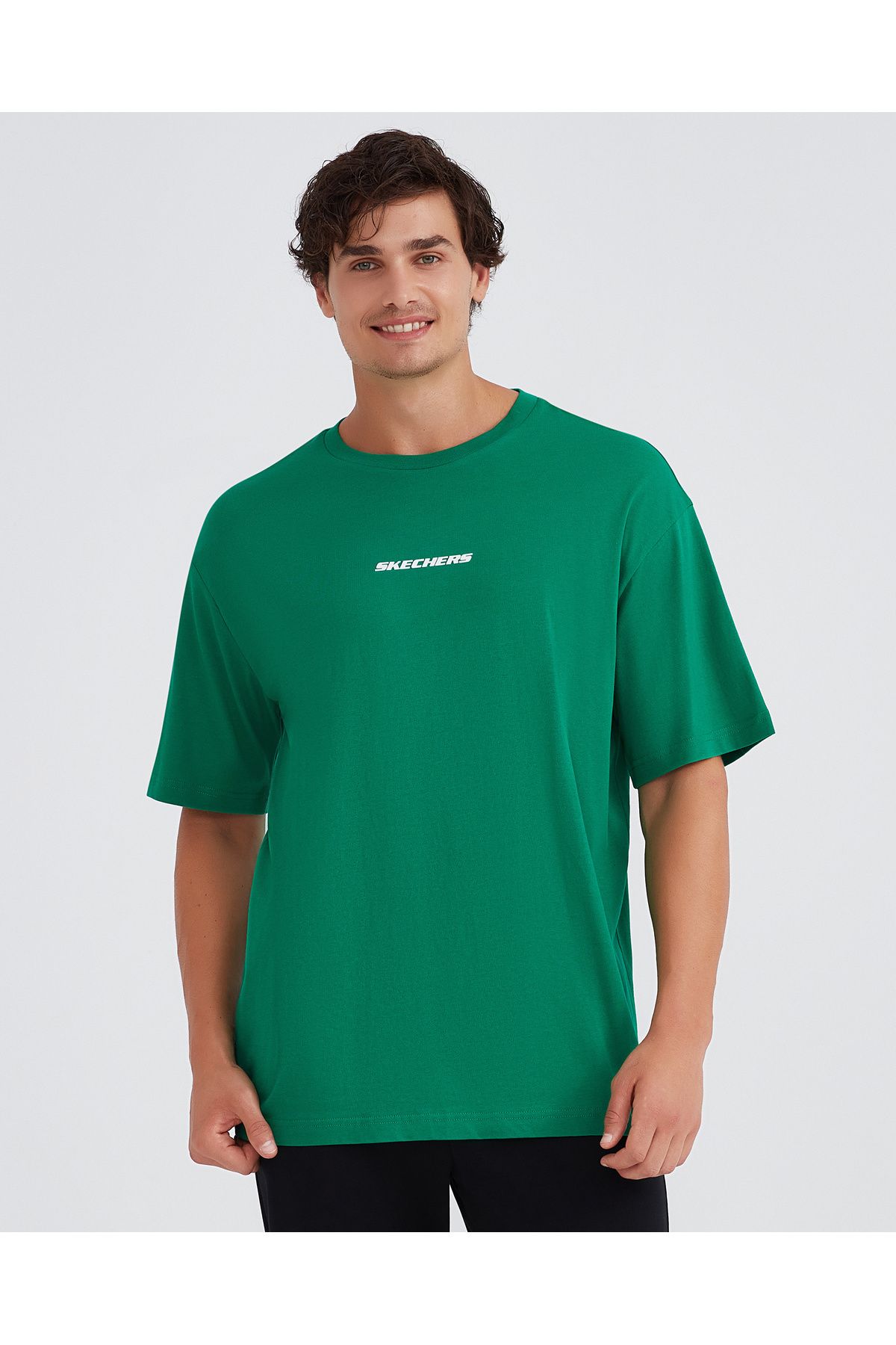 Skechers M Graphic Tee Oversize T-Shirt Erkek Haki Tshirt S232404-300
