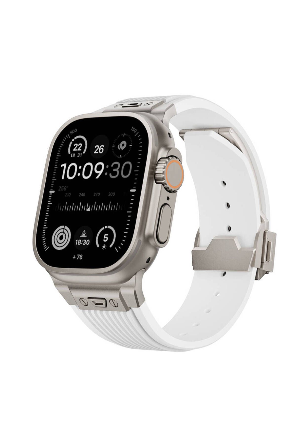 Case 4U Apple Watch Ultra 49mm KRD-113 Spor Görünümlü Silikon Kordon Beyaz
