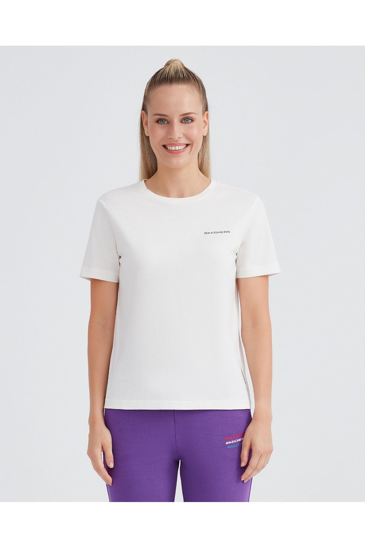 Skechers W New Basics Crew Neck T-shirt Kadın Beyaz Tshirt S212178-102