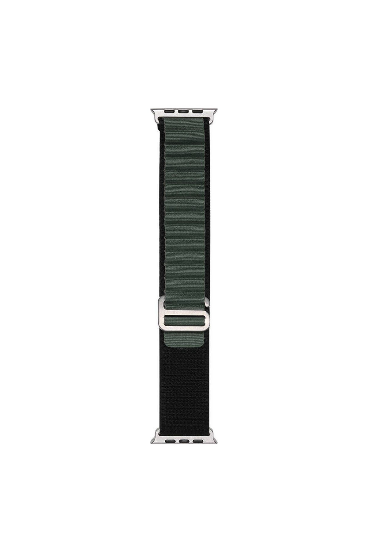 Case 4U Apple Watch 40mm Band-74 Hasır Kordon Siyah-Yeşil