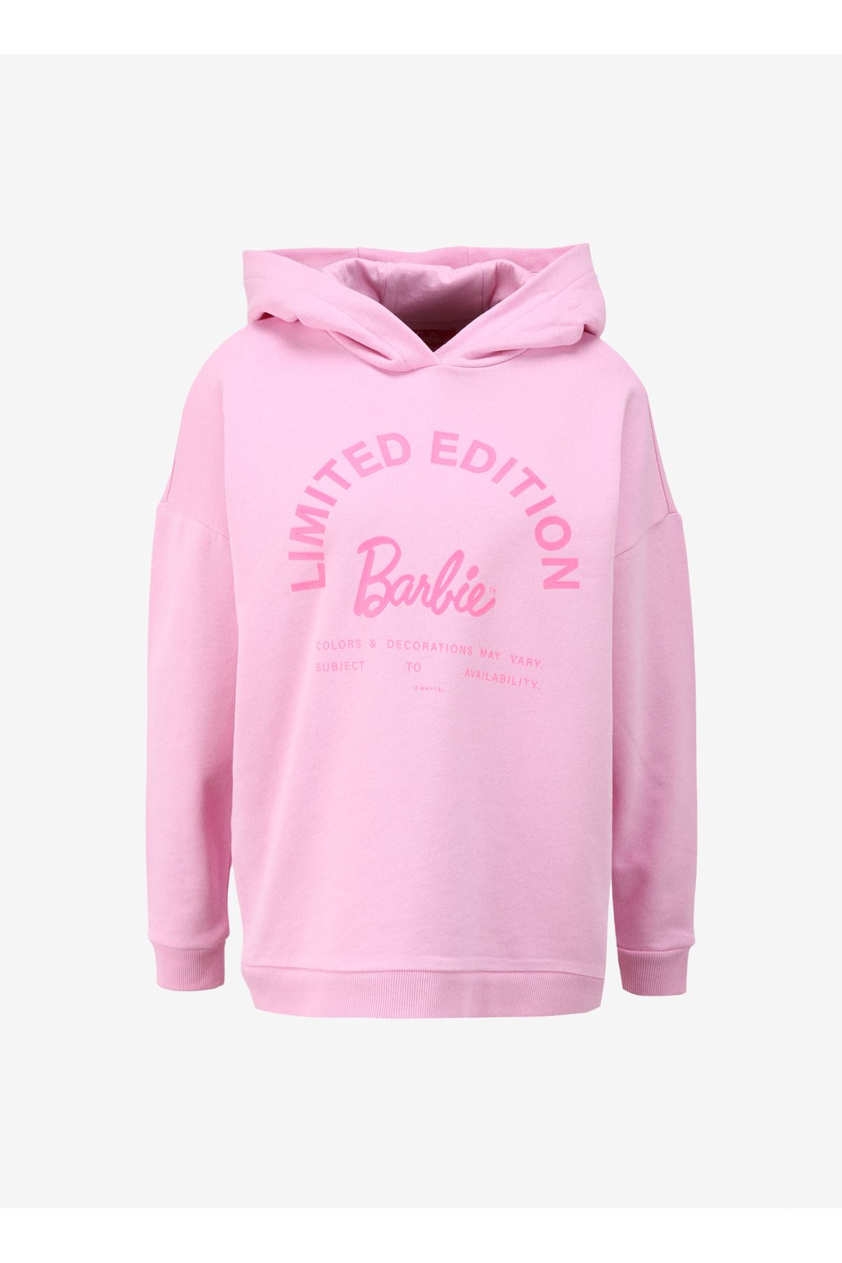 Barbie Pembe Kadın Kapüşonlu Oversize Baskılı Sweatshirt BRB4SL-SWT6086