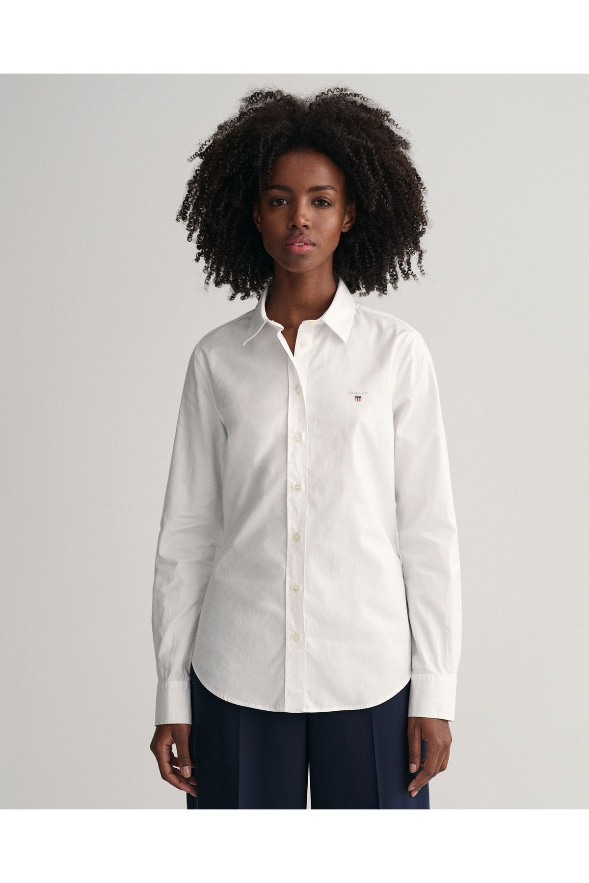Gant Kadın Beyaz Slim Fit Düğmeli Yaka Oxford Gömlek