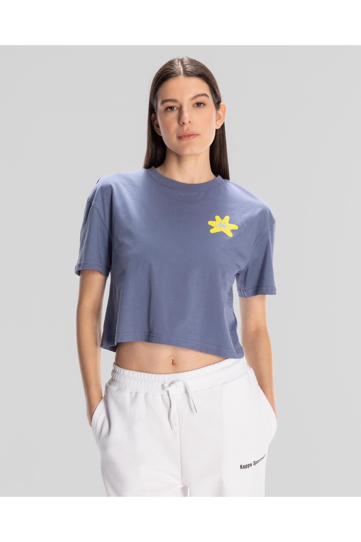 Kappa Authentic Hannah T-shirt Kadın Mavi Regular Fit Tişört