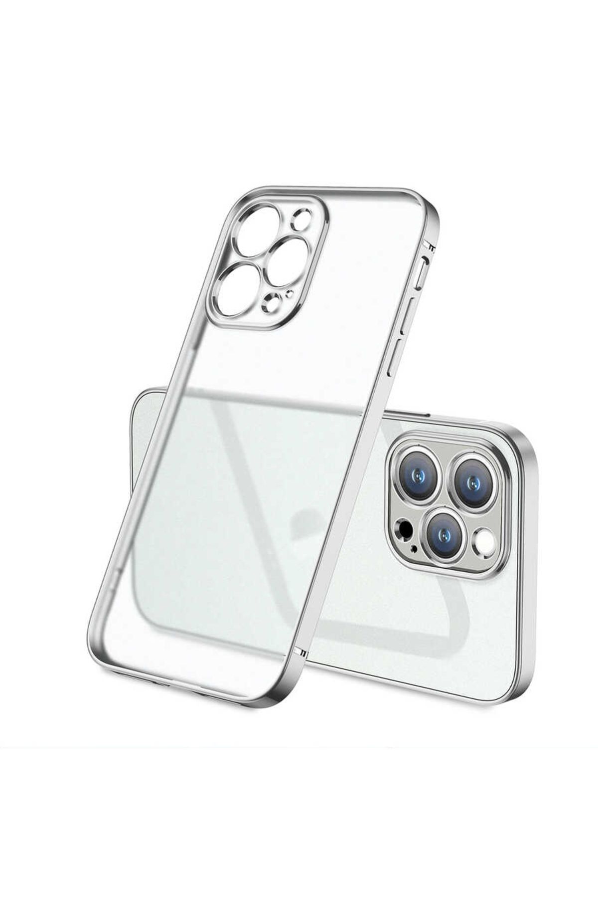 Lopard Apple iPhone 12 Pro Max Kılıf Lopard Mat Gbox Silikon Kapak İnce Mat Arka Yüzey Elektroplatin