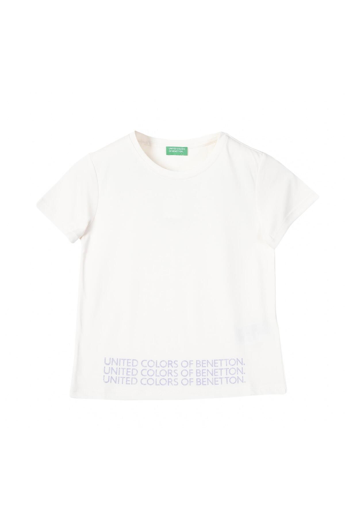 Benetton United Colors of Benetton Kız Çocuk Beyaz T-shirt BNT-G21286