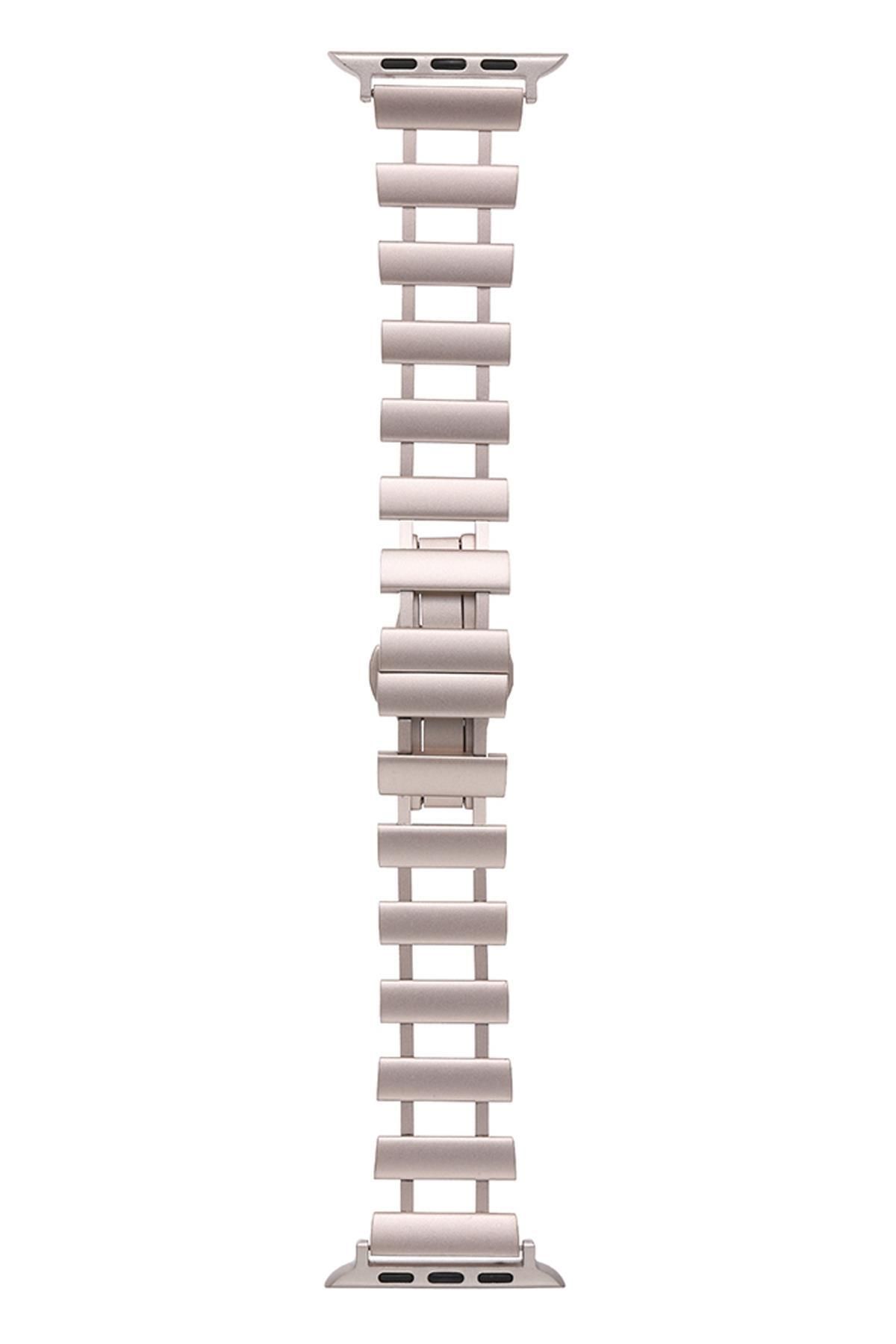 AktarMobile Apple Watch 6 5 4 3 2 1 SE 42 44 mm Uyumlu Metal Kordon New Collection Zarif Paslanmaz Çelik Kayış