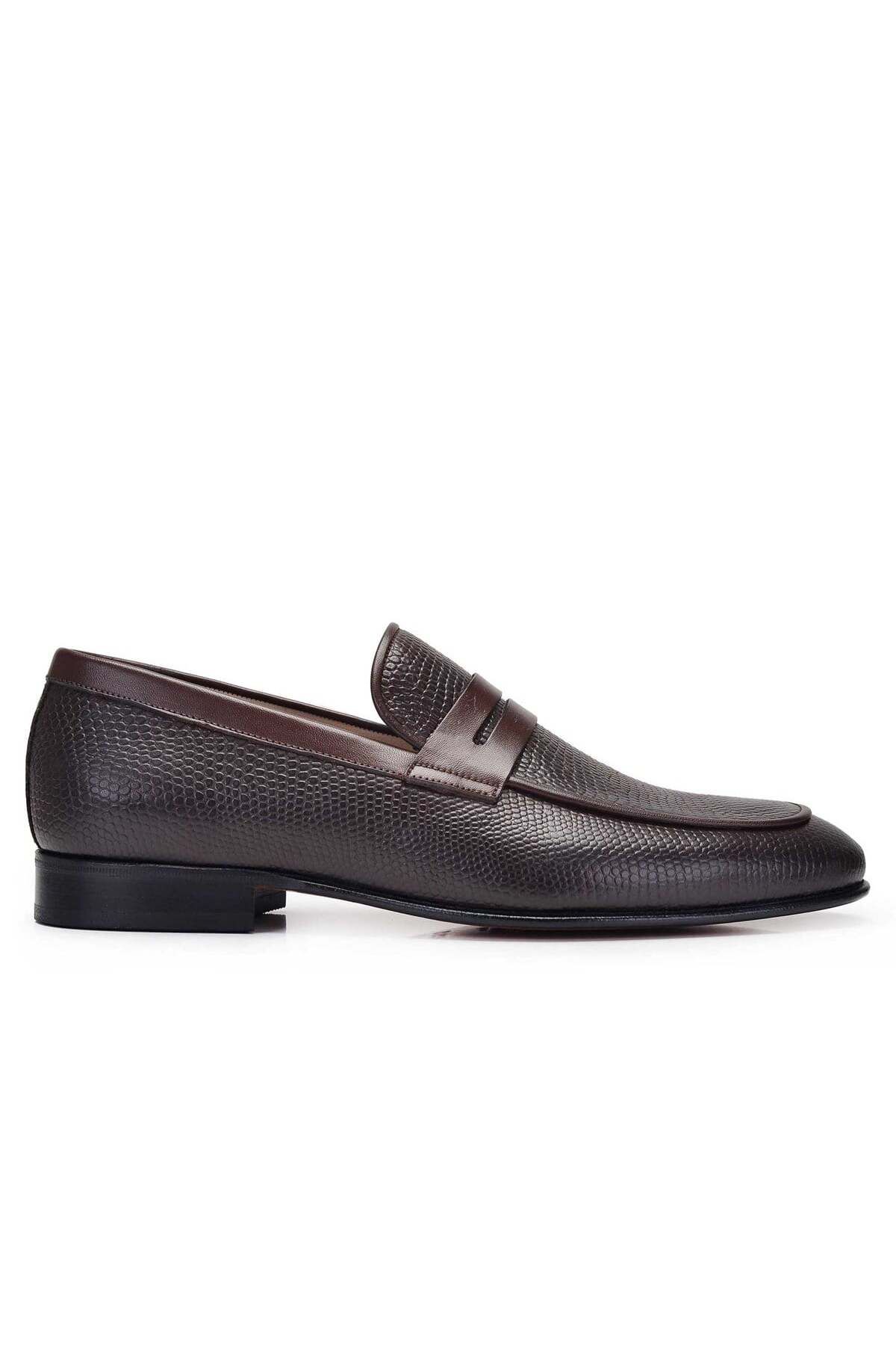 Nevzat Onay Kahverengi Klasik Loafer Kösele Erkek Ayakkabı -11656-