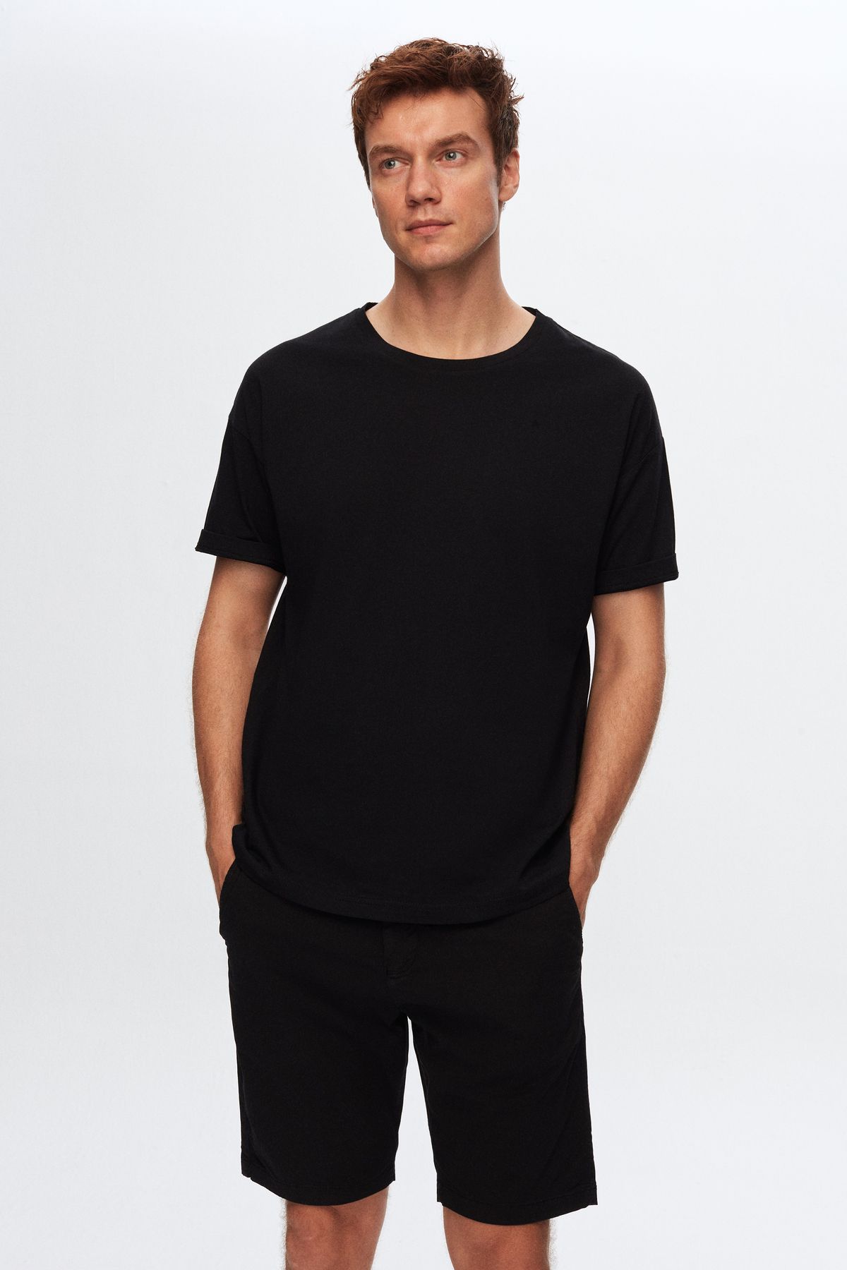 D'S Damat Ds Damat Comfort Siyah Bol Kesim %100 Pamuk T-shirt