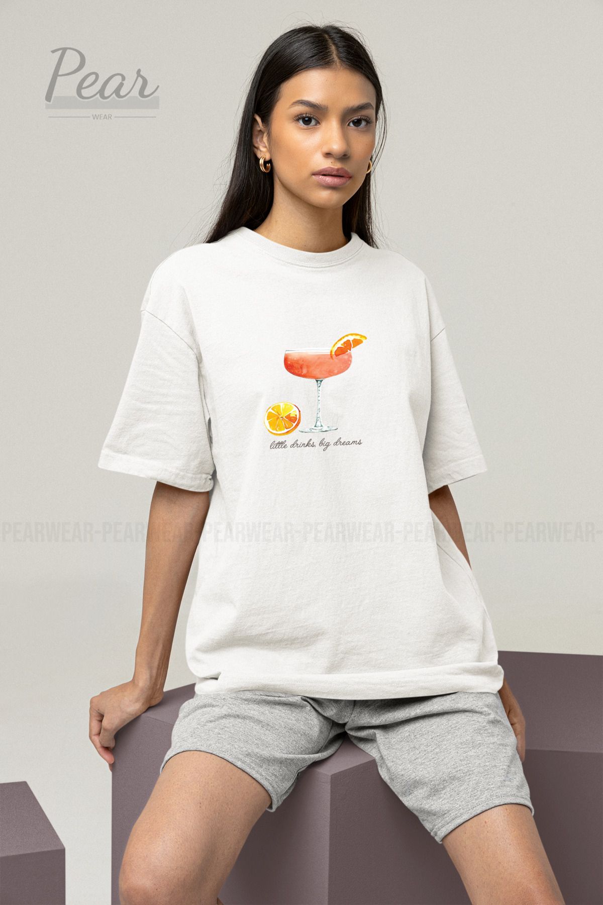 Pear Wear Kadeh Baskılı Oversize T-shirt