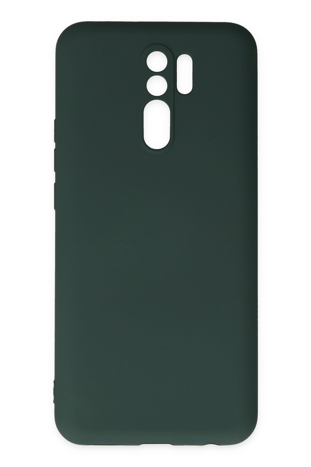 NewFace Xiaomi Redmi 9 içi Süet Telefon Kılıfı - Soft Yüzey Kadife Silikon Kapak - Koyu Yeşil