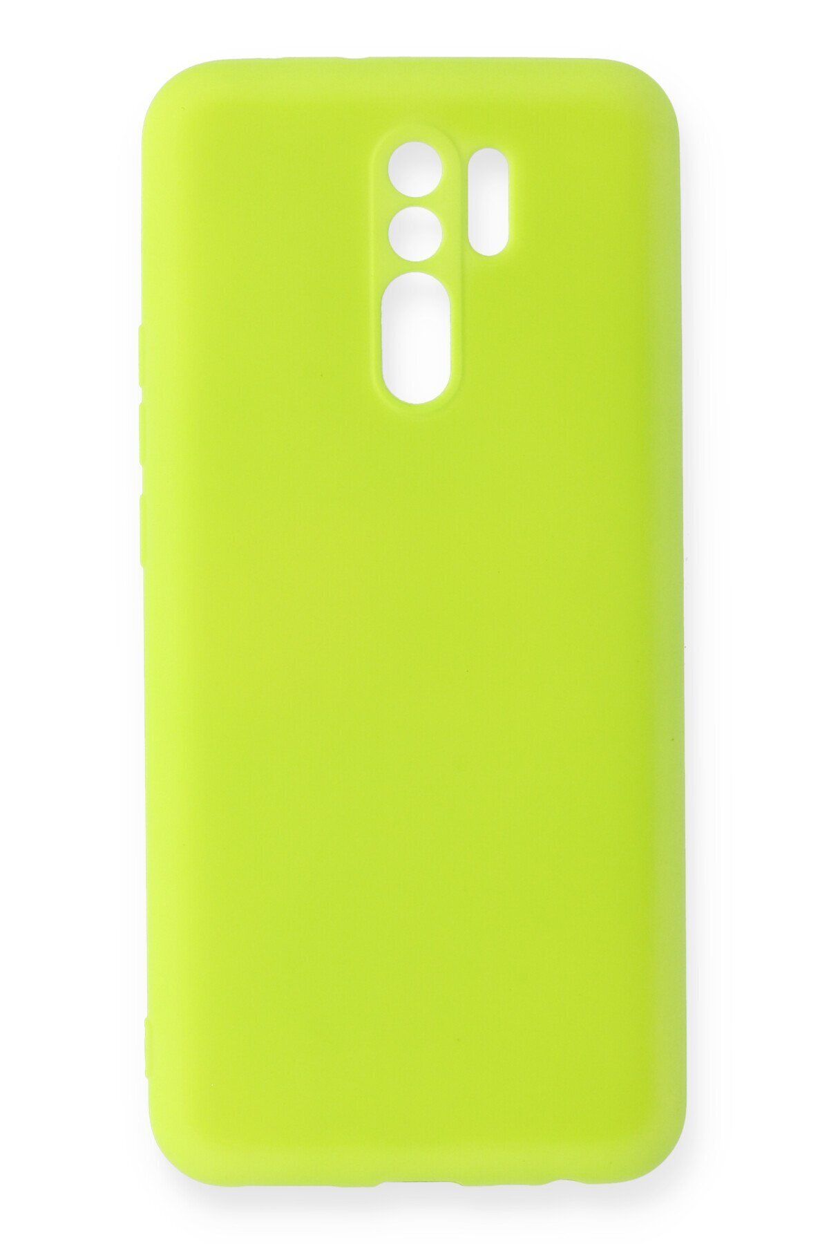 NewFace Xiaomi Redmi 9 içi Süet Telefon Kılıfı - Soft Yüzey Kadife Silikon Kapak - Sarı