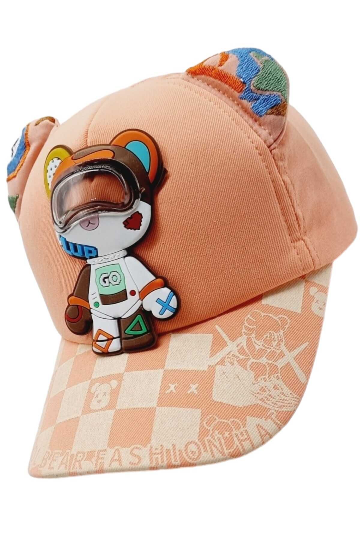 Uniquerrs Çocuk 4-8 Yaş Kabartmalı Astronot Desenli Kulaklıklı Şapka