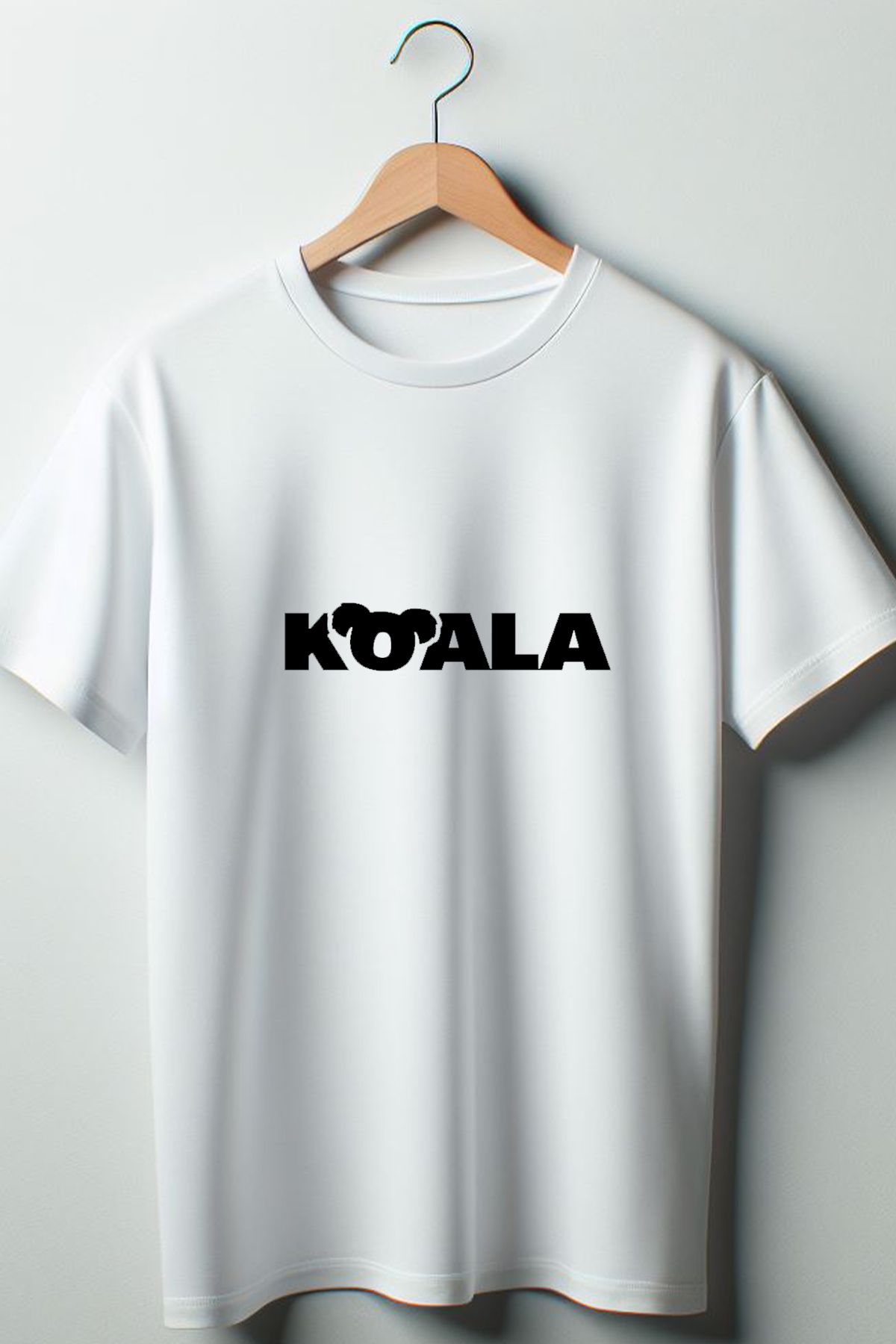 Vordevia Koala Baskılı Oversize Bisiklet Yaka Beyaz Tshirt