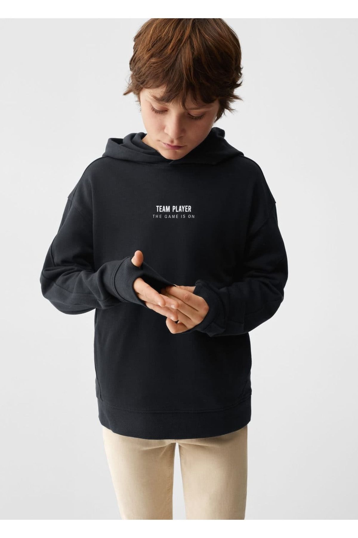 MANGO Kids Mesajlı pamuklu sweatshirt