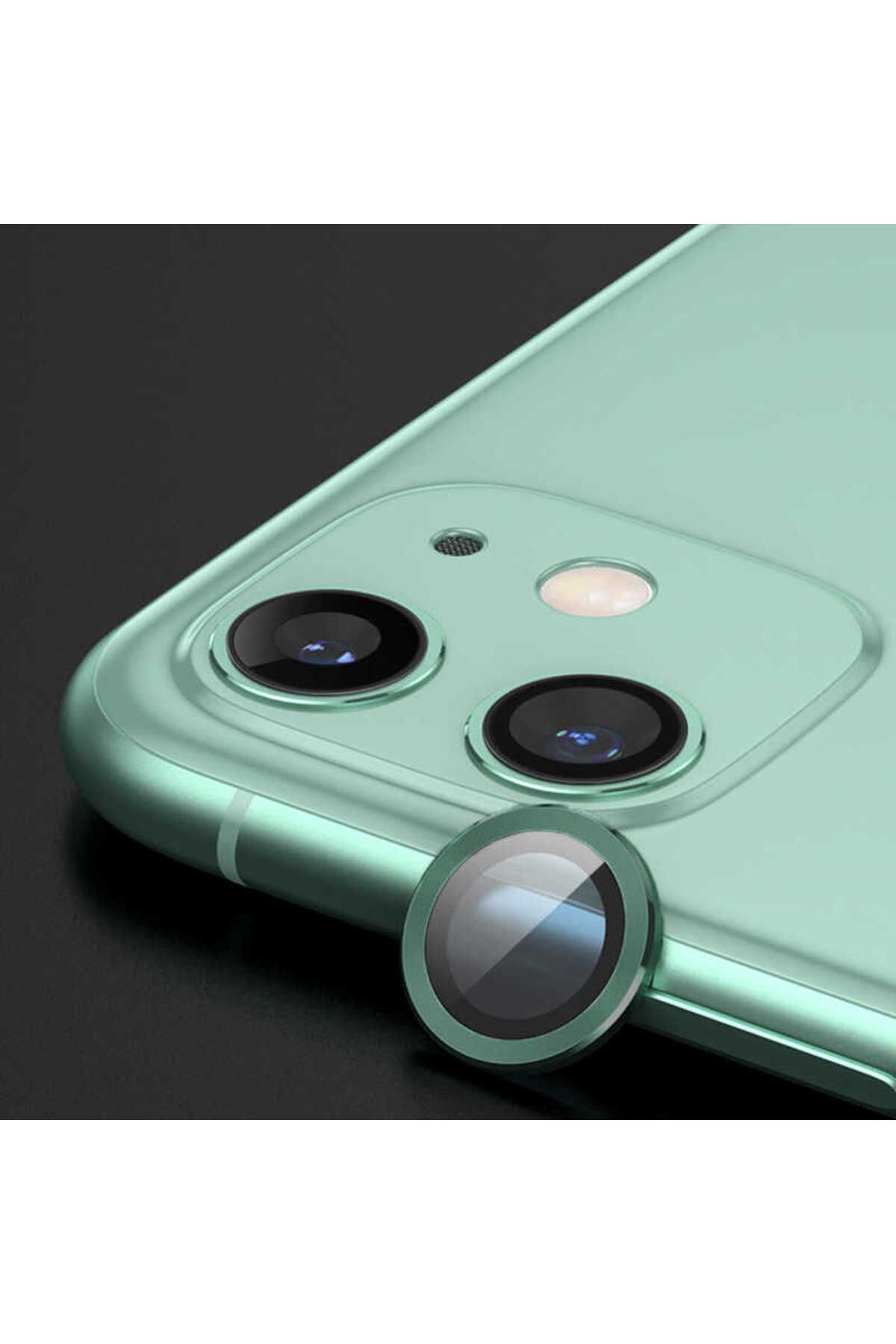 Genel Markalar iPhone 12 Mini Uyumlu CL-07 Kamera Lens Koruyucu-Koyu Yeşil