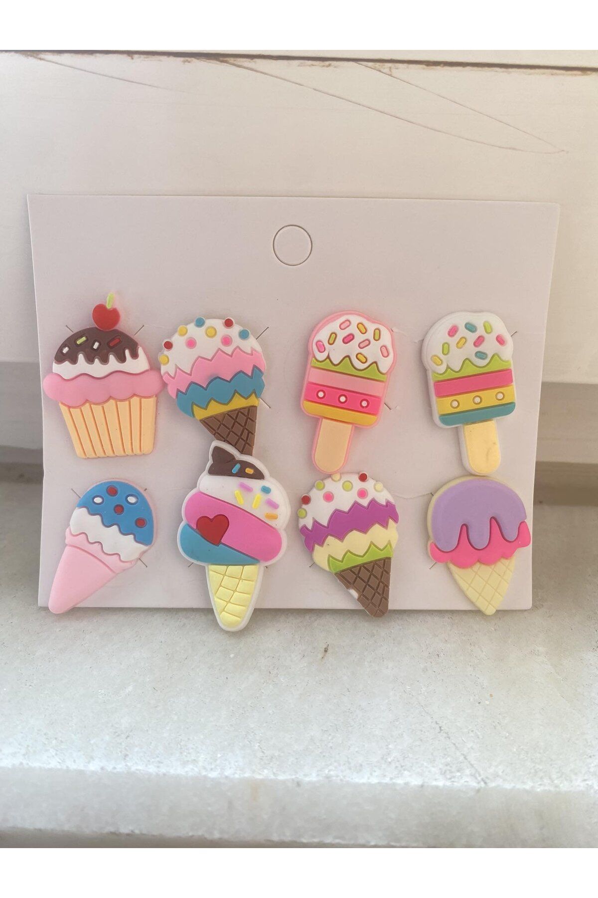 Genel Markalar Cupcake Dondurma Renkli Terlik Süsü Cross Terlik Jibbitz Terlik Aksesuarı 8 Adet