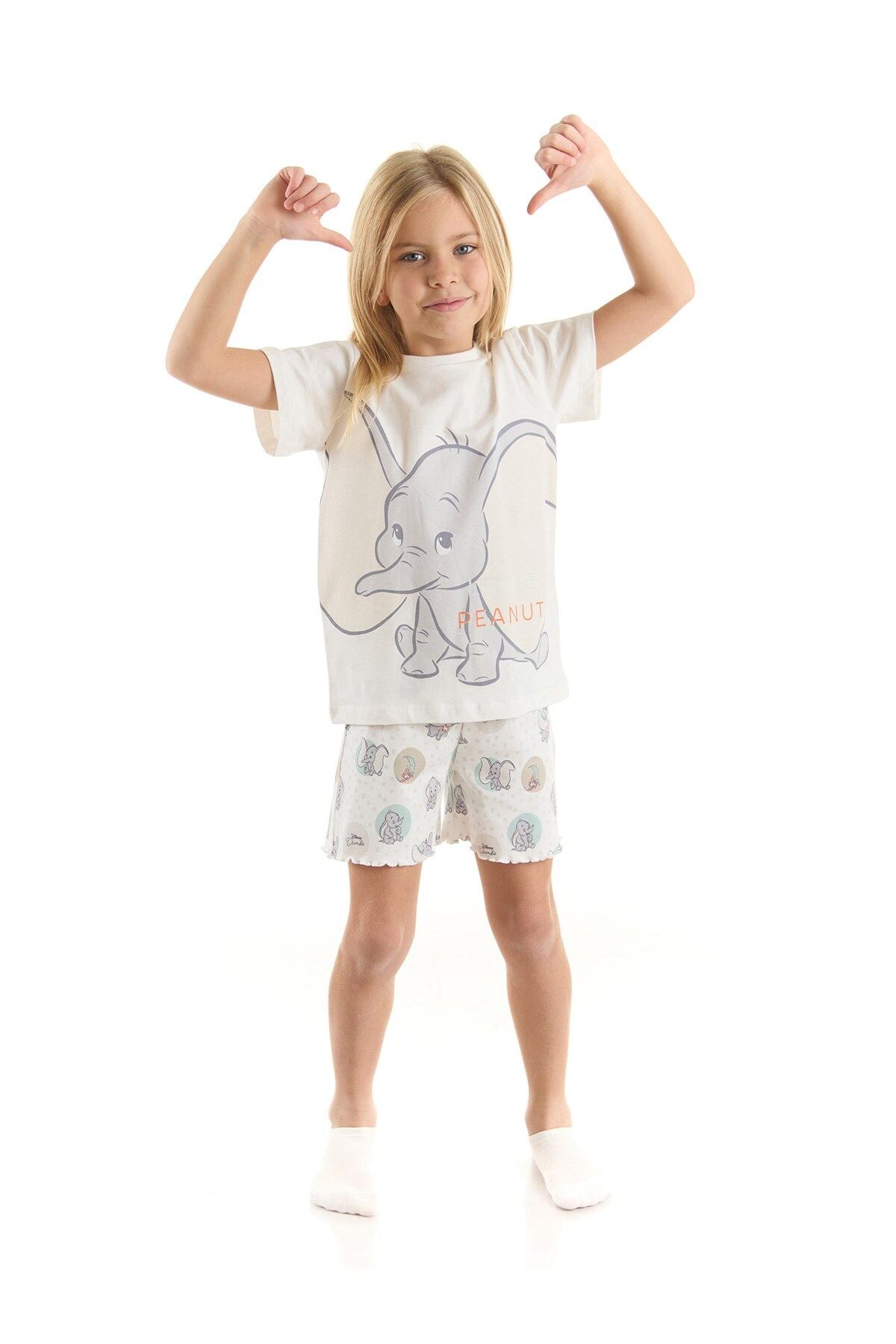 DİSNEY Dumbo Lisanslı Kız Çocuk Tişört Ve Şortlu Pijama Takımı 20973
