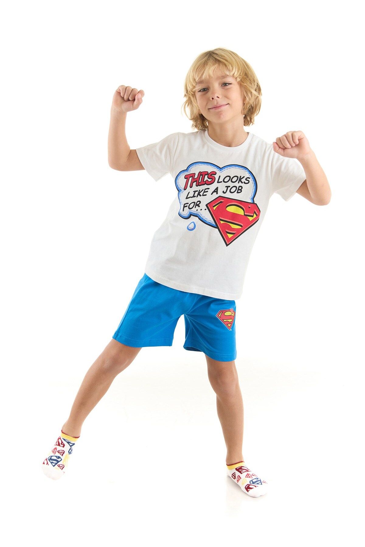 Superman Lisanslı Erkek Çocuk Tişört Ve Şortlu Pijama Takımı 20972
