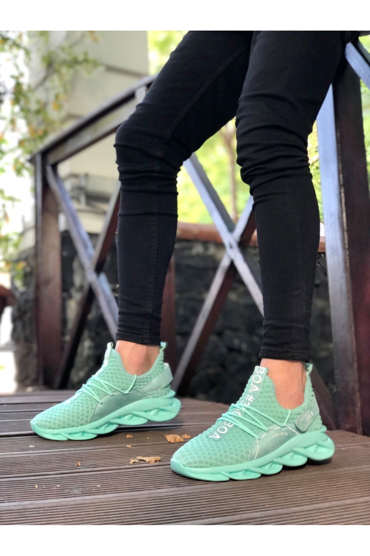 BOA Ba0350 Yüksek Taban Tarz Sneakers Cırt Detaylı Mint Yeşili Erkek Spor Ayakkabısı