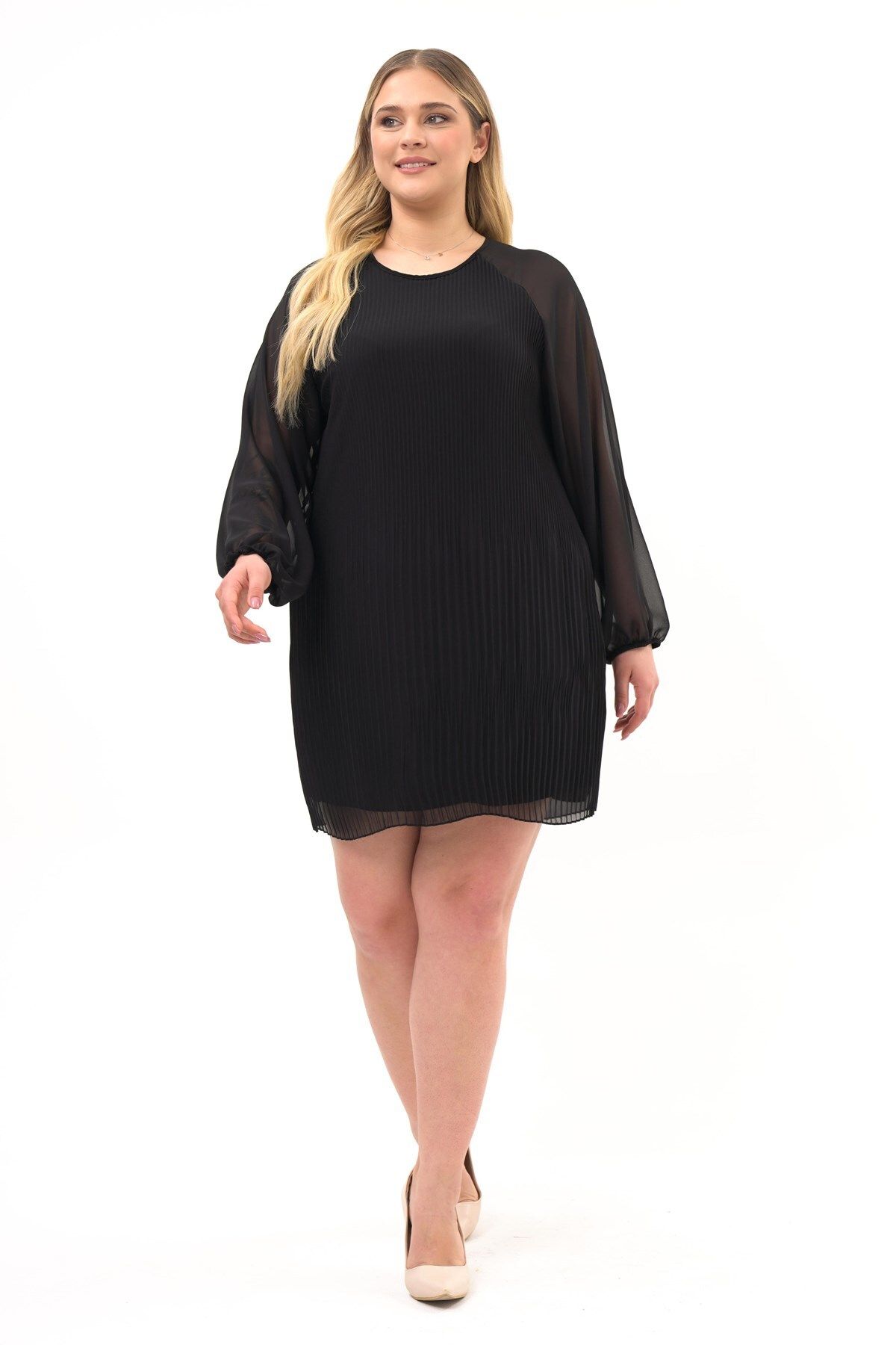 apsen Kadın Pilise Detaylı Şifon Midi Elbise 4492/100