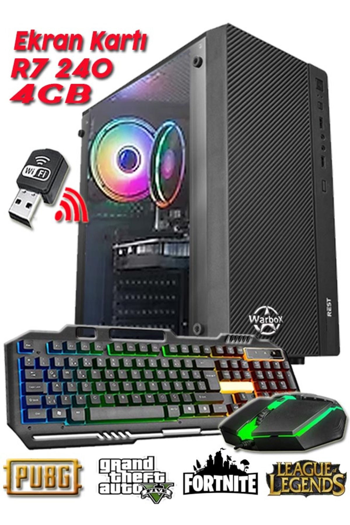 WARBOX Jett Mix I5 2400 8gb 128gb Ssd 250gb Hdd R7 240-4gb Oyuncu Bilgisayarı