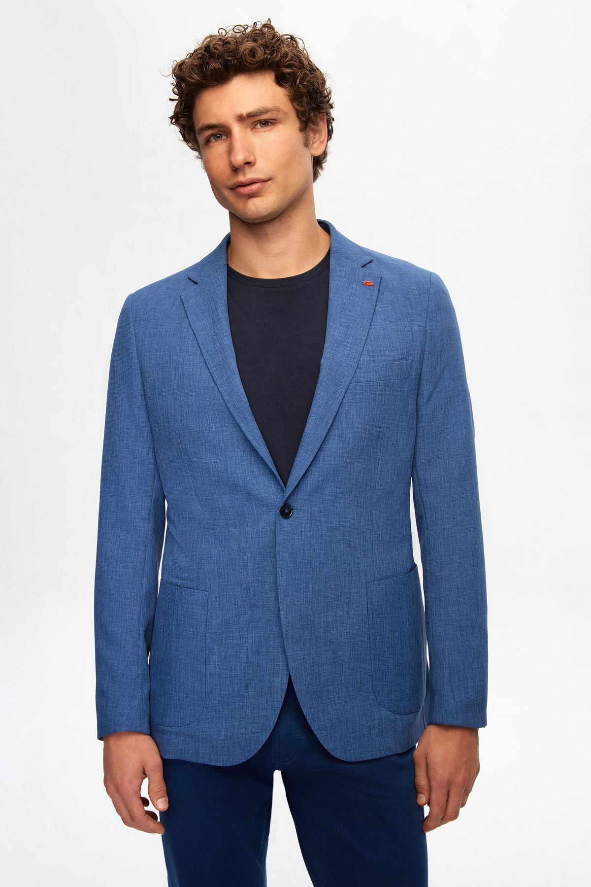 TWN Slim Fit Açık Mavi Armürlü Blazer Kumaş Ceket