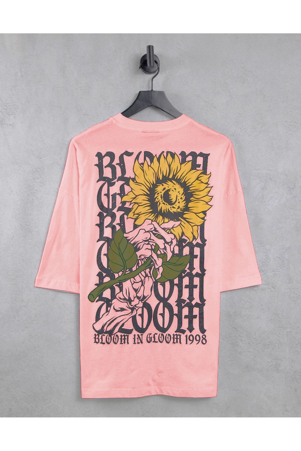 Renkli Store AS Ekstra Oversize Bloom In Gloom Sırt Baskılı Unisex Tişört - Somon