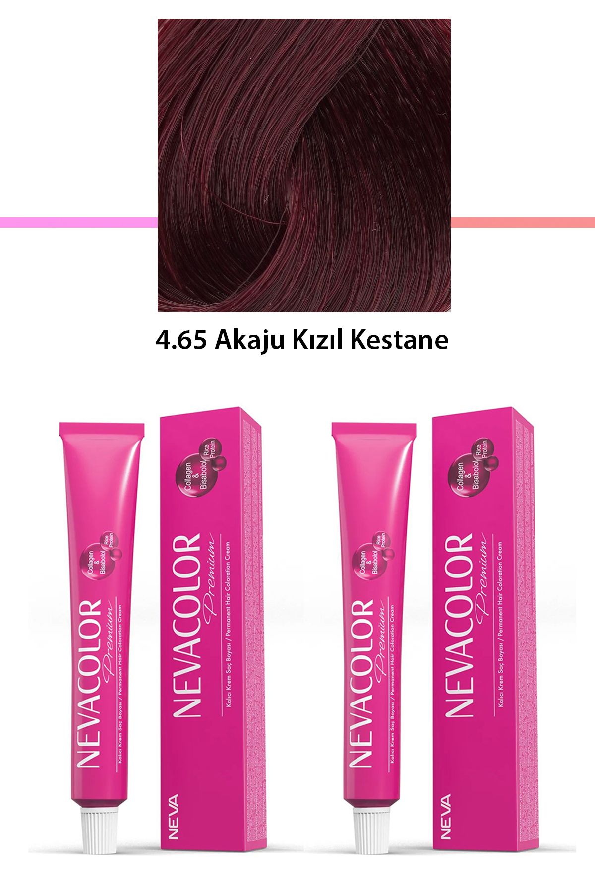 New Color 2 li Set Premium 4.65 Akaju Kızıl Kestane - Kalıcı Krem Saç Boyası 2 X 50 g Tüp