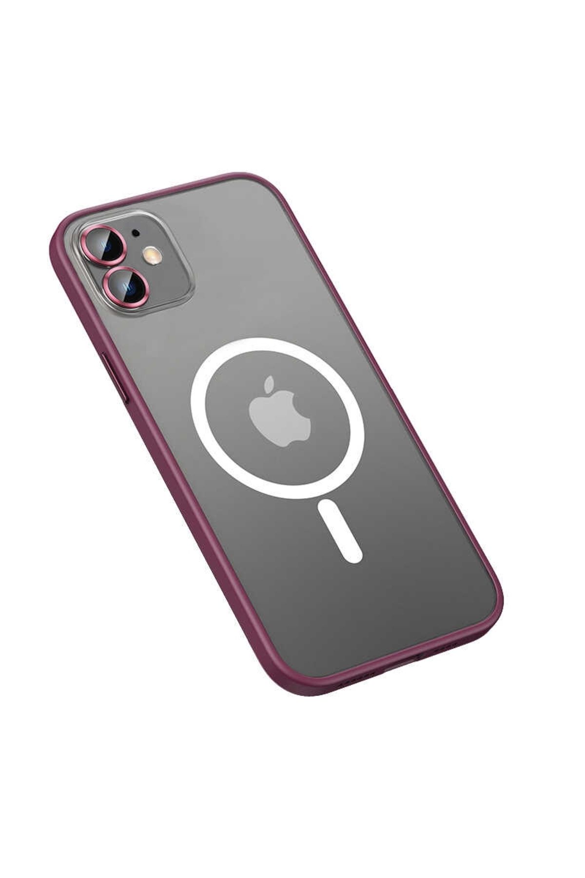 Lopard Apple iPhone 12 Kılıf Uyumlu Kamera Lens Korumali Magsafe Destekli Sert Mika Mokka
