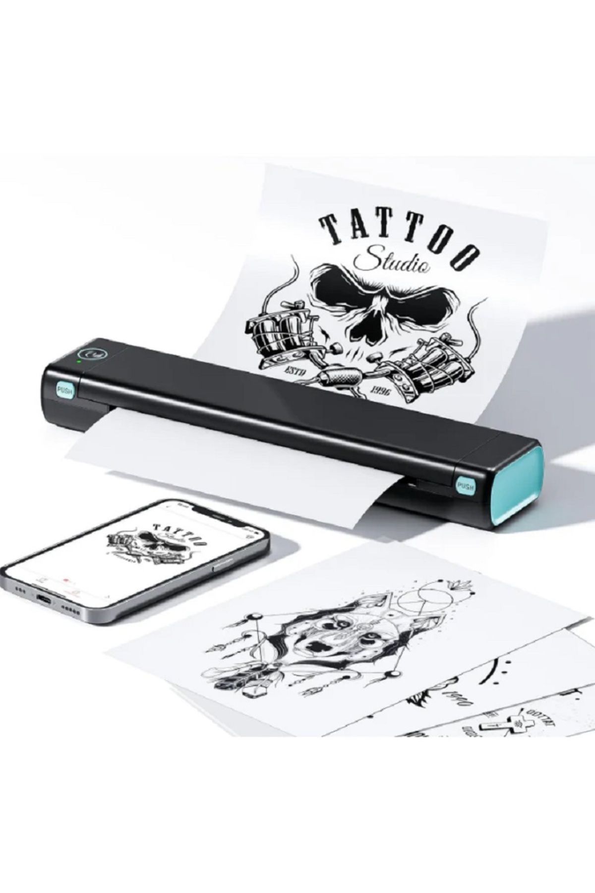 Phomemo M08F Taşınabilir Yazıcı, Dövme Tatto Yazıcısı +10 Adet Dövme Kağıdı, Android/IOS Mobil ve PC Uyumlu