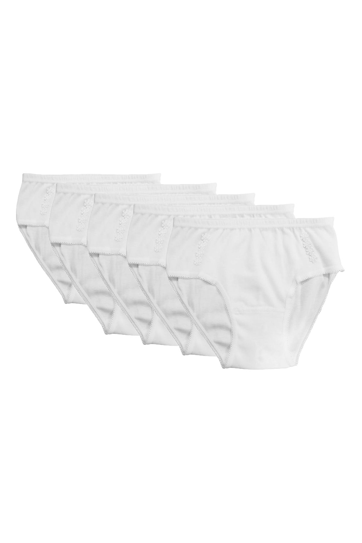 ÖZKAN underwear Özkan 0825 5'li Paket Kız Çocuk %100 Pamuklu Ribana Esnek Rahat Papatya Detaylı Külot