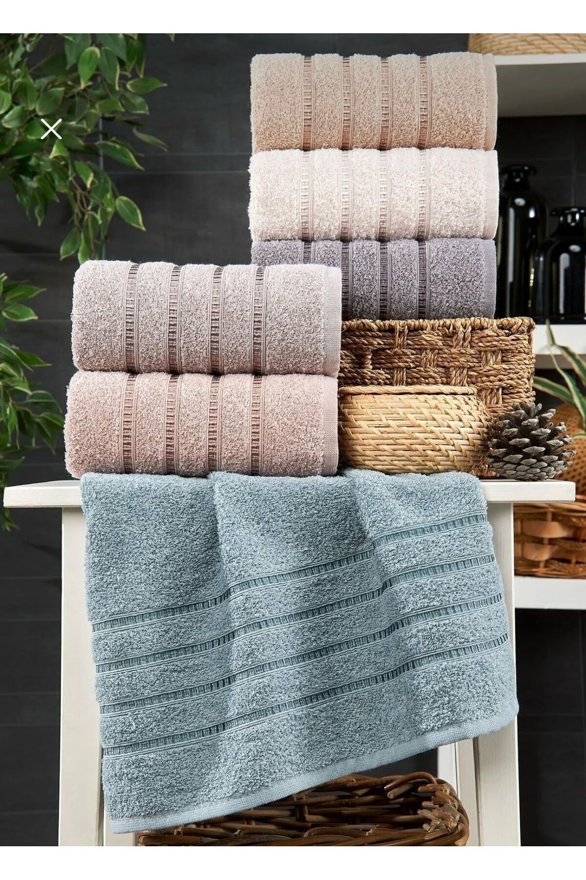 hasgül towel 6'lı Ekstra Yumuşak Havlu & Havlu Seti %100 Pamuk, El Ve Yüz Havlu Seti, 50x90 Cm