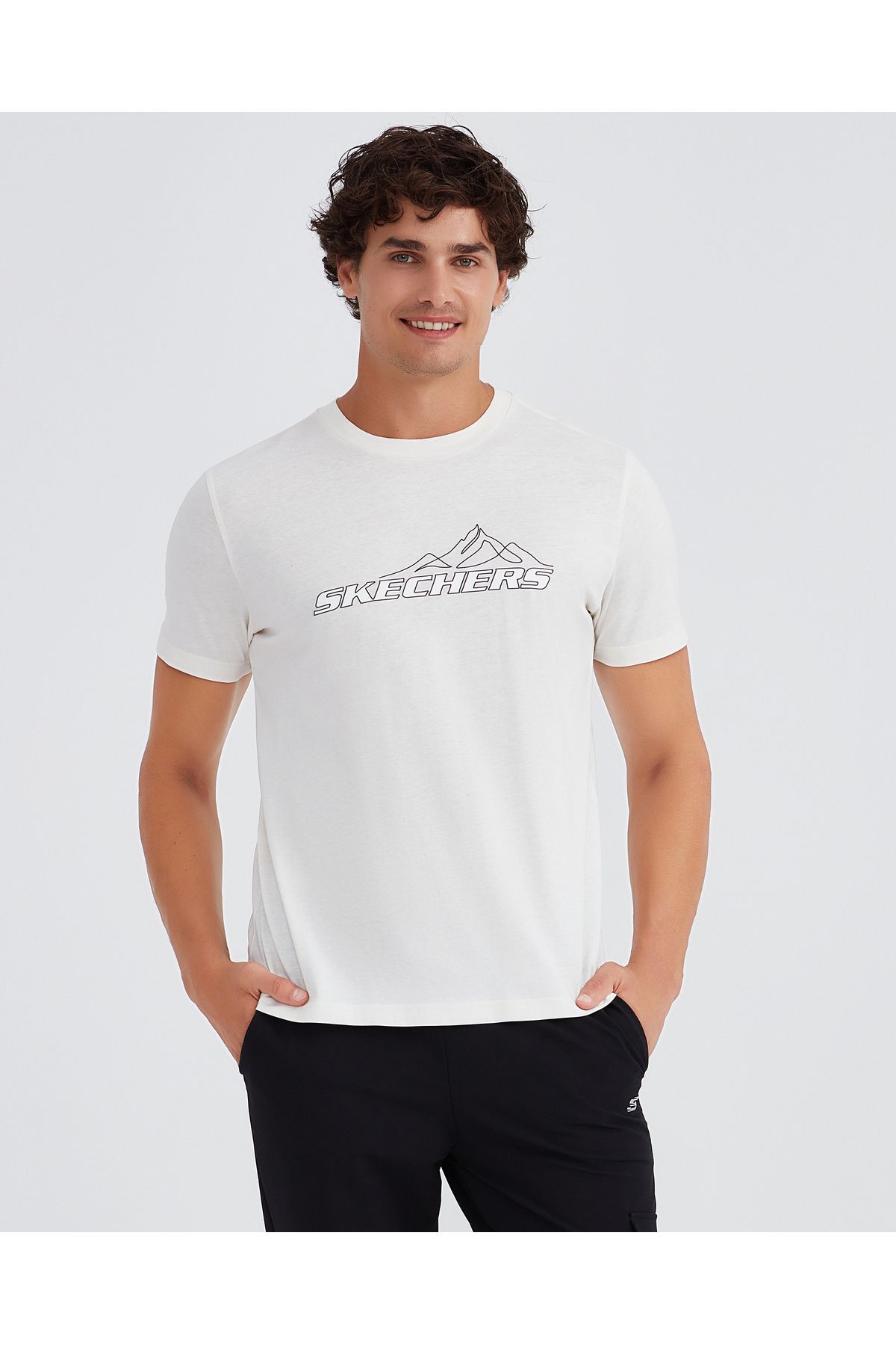 Skechers M Graphic Tee Crew Neck T-shirt Erkek Beyaz Tshirt S232436-100