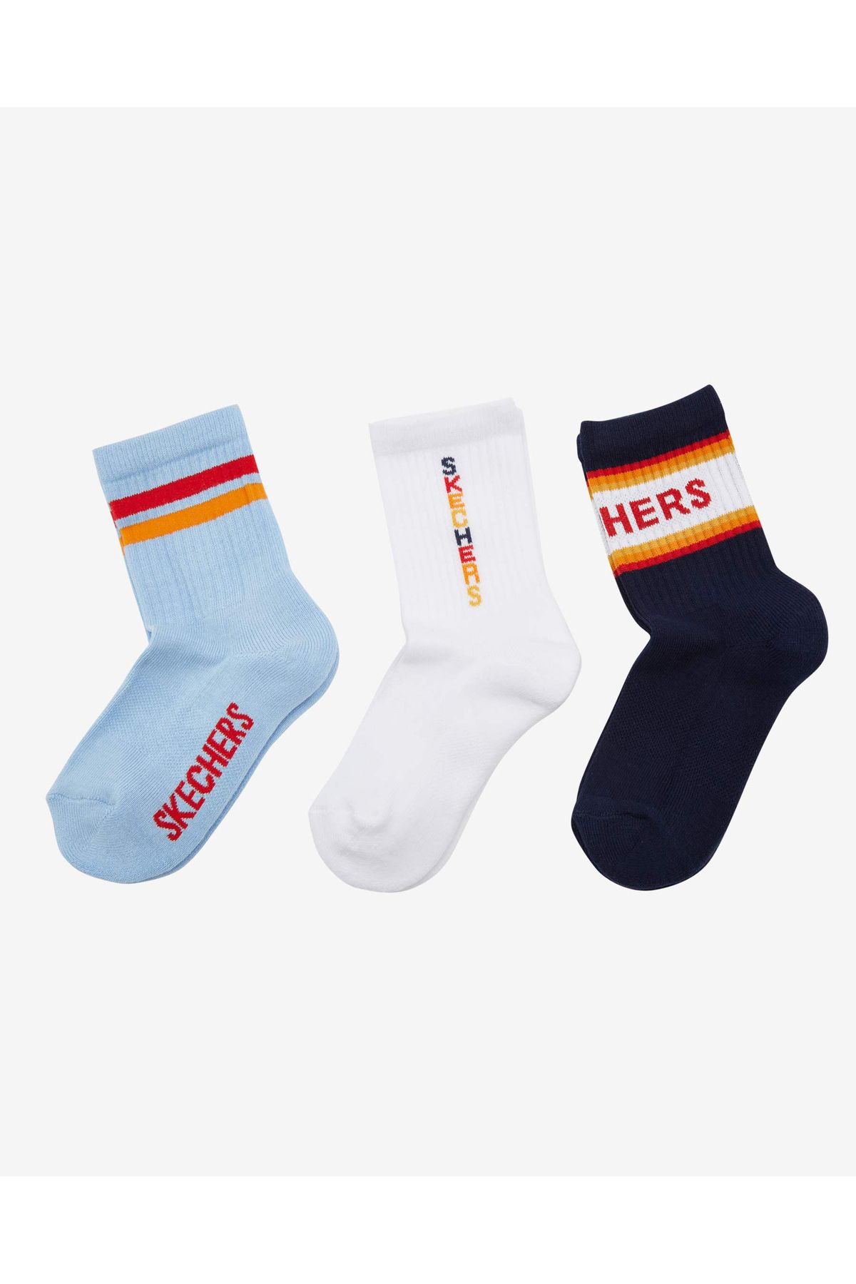 Skechers B 3 Pack Crew Cut Half Terry Socks Büyük Erkek Çocuk Çok Renkli Çorap S212320-900