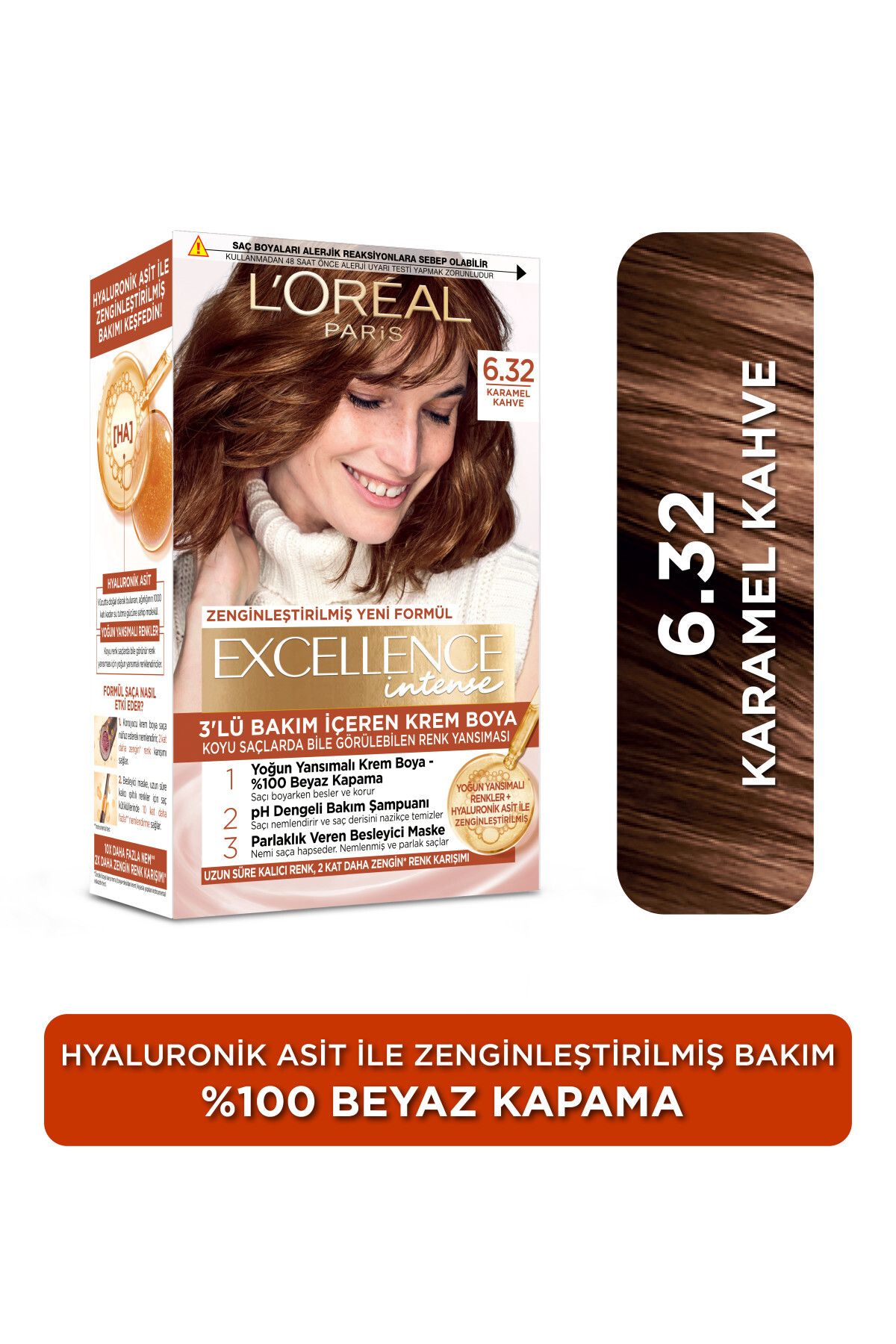 L'Oreal Paris Excellence Intense Saç Boyası 6.32 Karamel Kahve