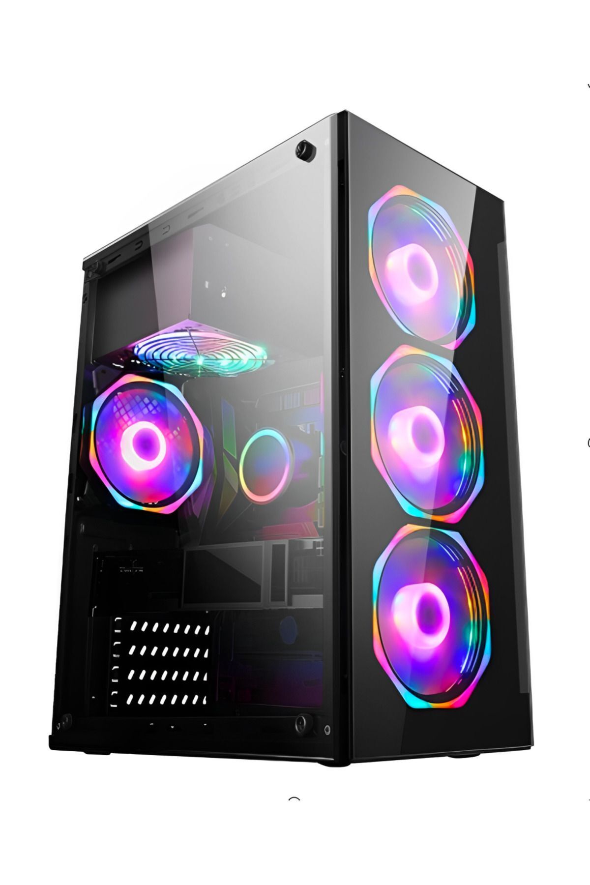 Revenge Glass ATX Temperli Mid Tower Cam Panel 4 RGB Fanlı Gaming Boş Bilgisayar Kasası