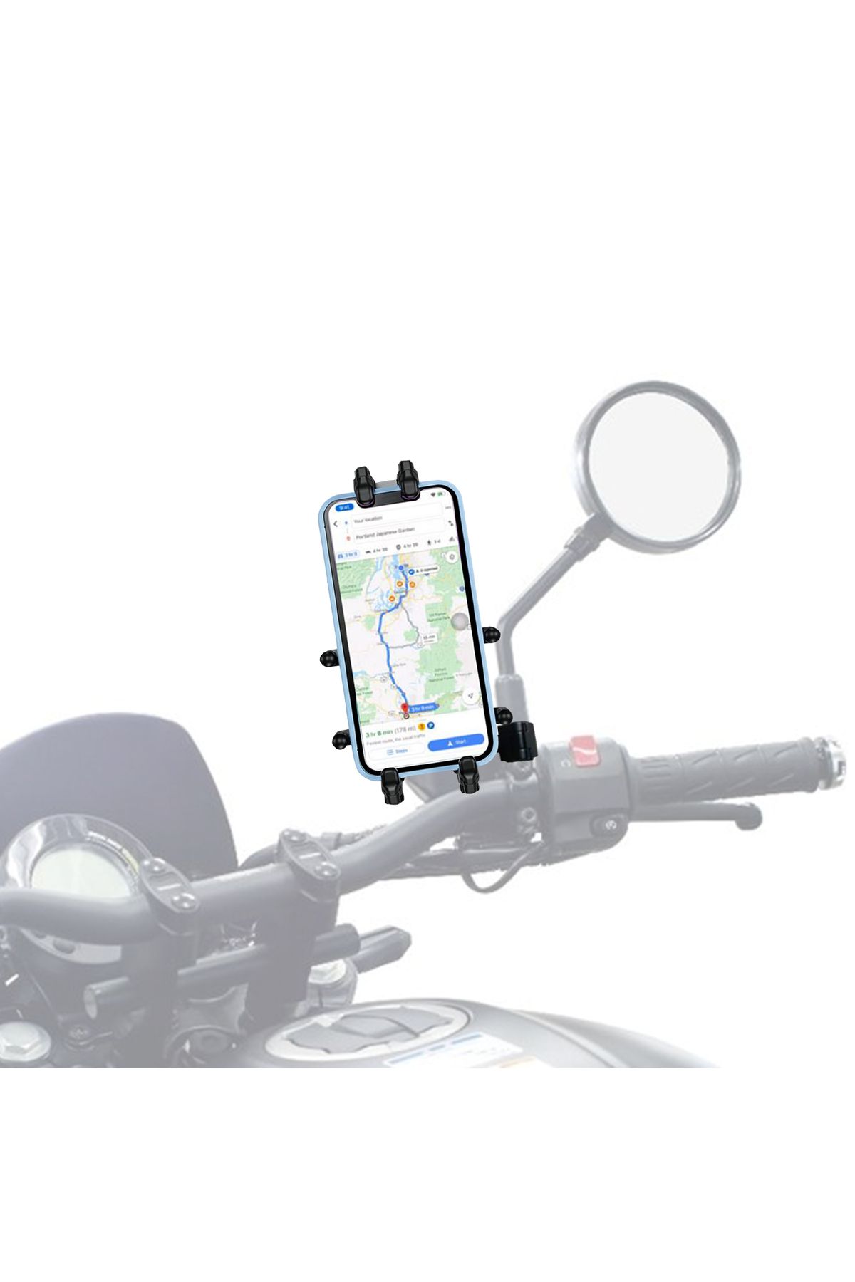 Knmaster Tt-800a Titreşim Engelleyici Tüm Motosikletlerin Ayna Kenarlığına Uyumlu Telefon Tutucu